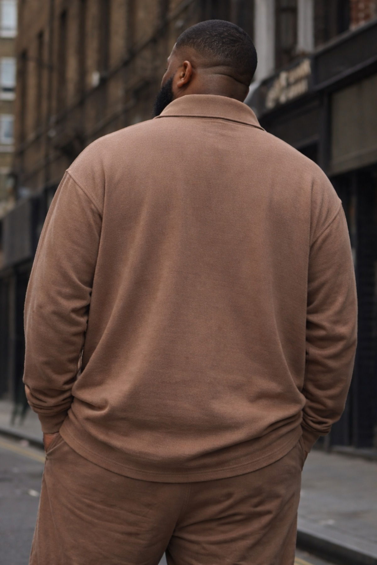 Maccali Erkek Trend Büyük Beden Kahve Triko Sweatshirt görsel 5