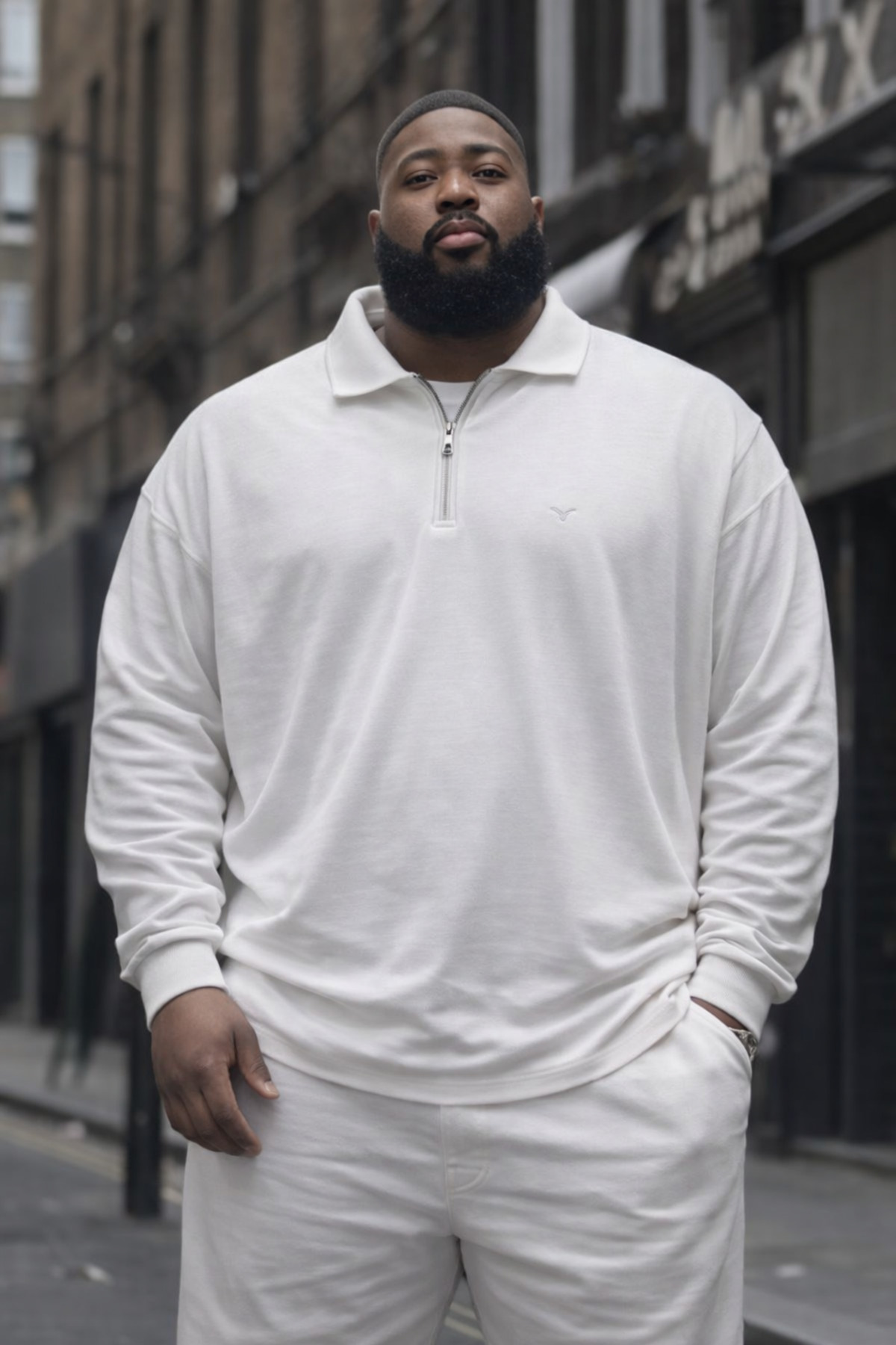 Maccali Erkek Trend Büyük Beden Beyaz Triko Sweatshirt