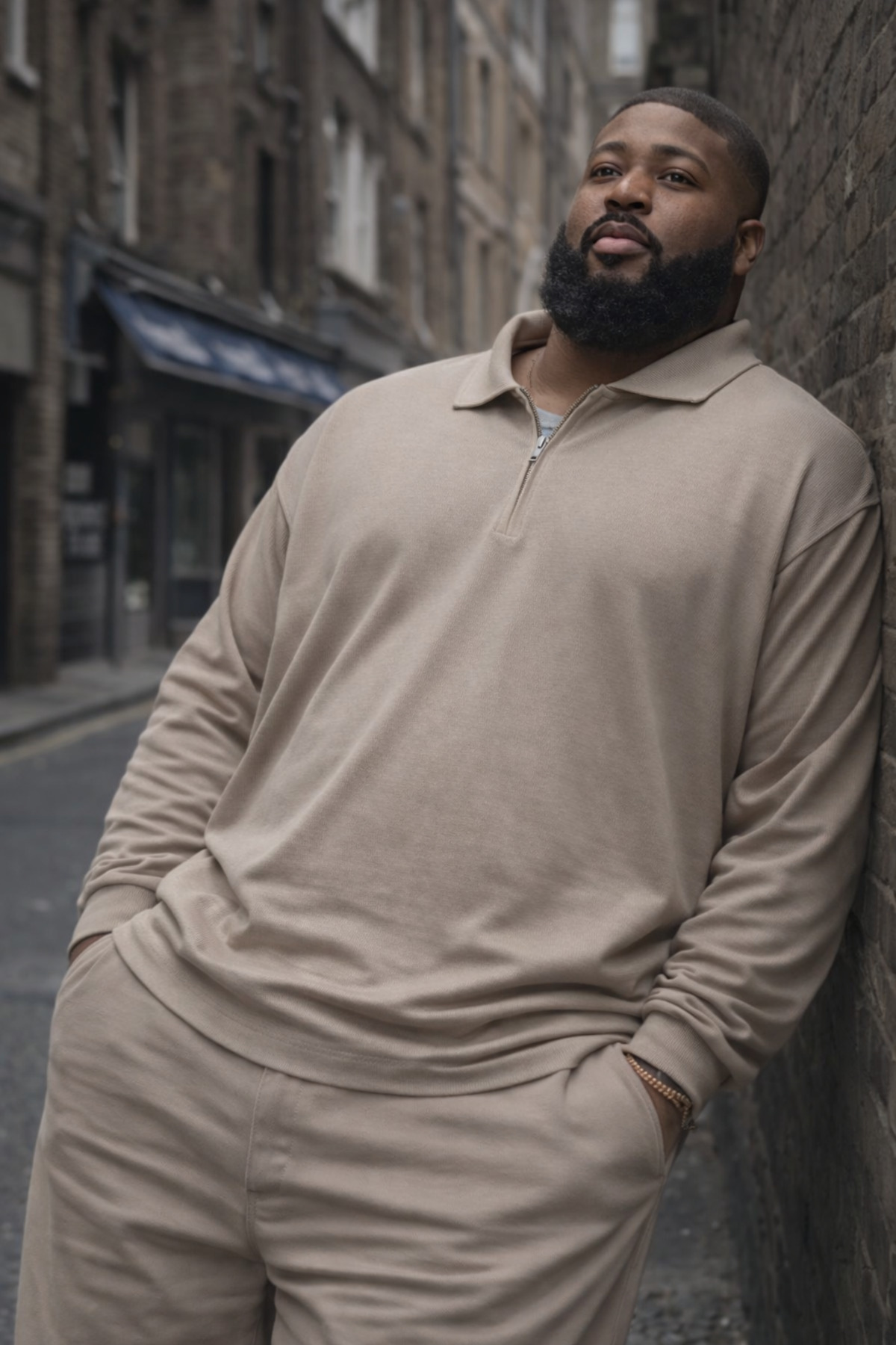 Maccali Erkek Trend Büyük Beden Krem Triko Sweatshirt görsel 4