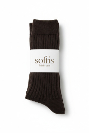Softis Kadın Yün Karışımlı Düz Uzun Çorap – Kahverengi