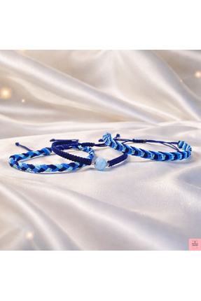 Crystal Atelier Sertifikalı Doğal Akuamarin Taşı Makrome Bileklik - El Yapımı...