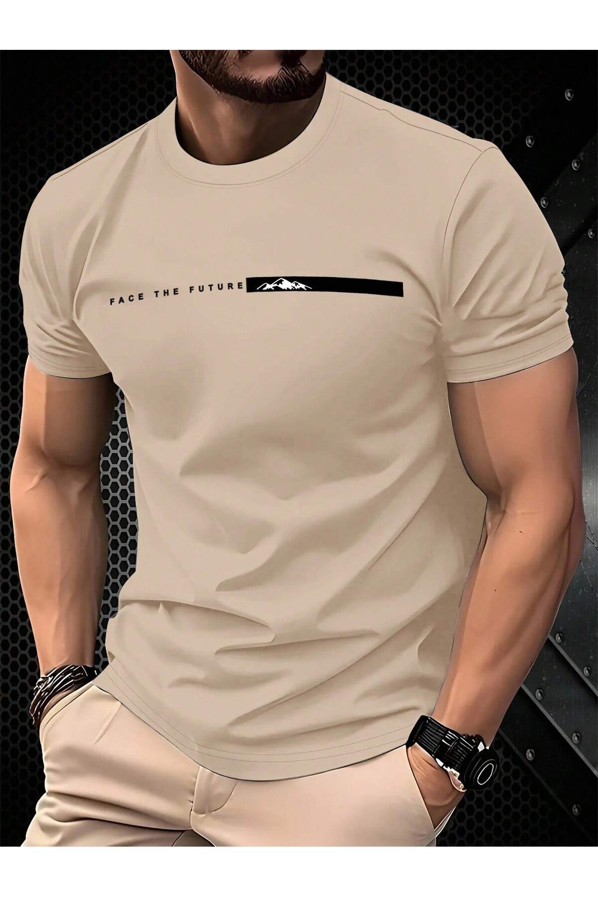 By Layina  FACE TO FUTURE ÇİZGİ ERKEK TİŞÖRT