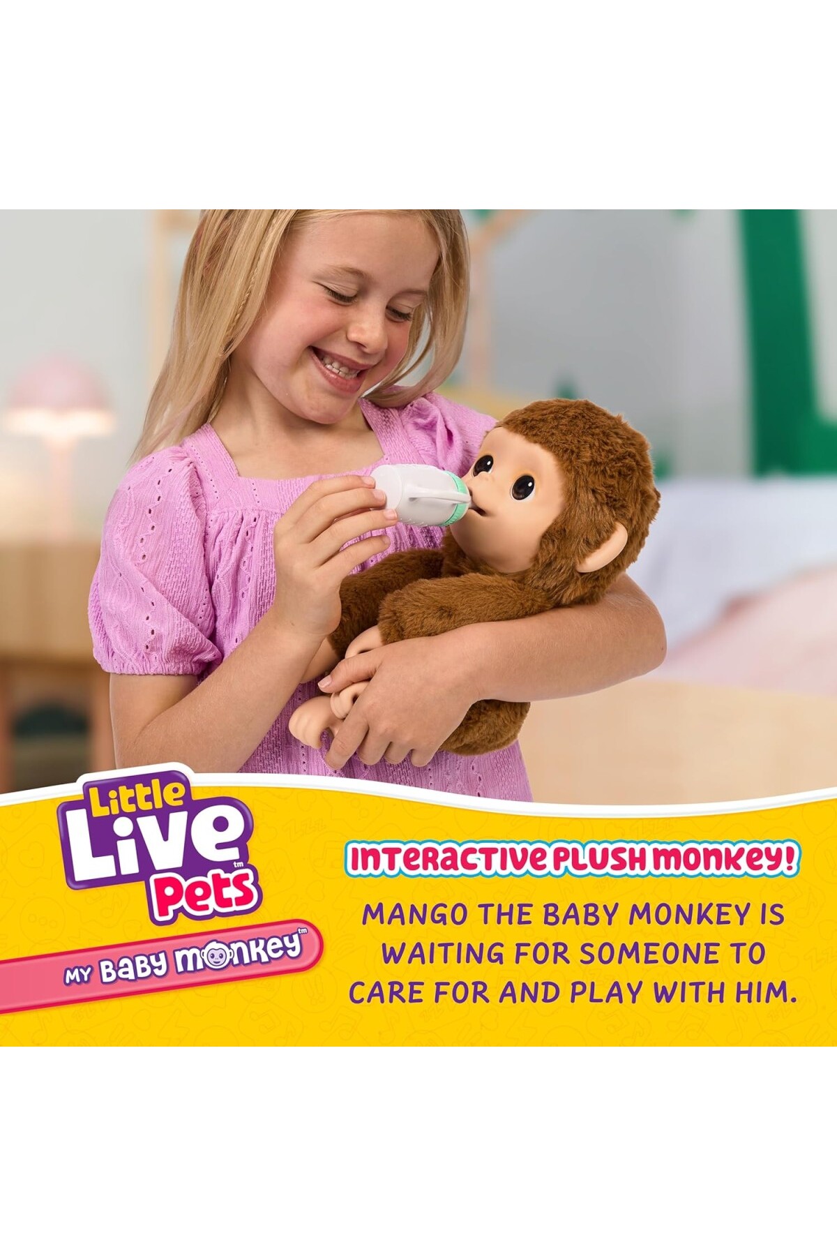 AyrStore My Baby Monkey - 50'den Fazla Ses ve Reaksiyon Özelliğine Sahip Sevimli İnteraktif Bebe fotoğrafı 2 (önizleme)