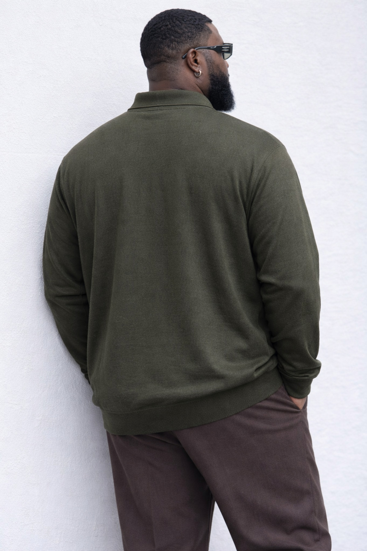 Maccali Erkek Mevsimlik Büyük Beden Haki Triko Sweatshirt görsel 5