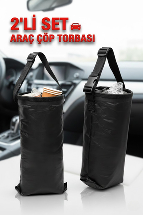 Wiforte 2’li Araç İçi Askılı Çöp Kutusu – Koltuk Arkası Asma Çöp Torbası, Kam...