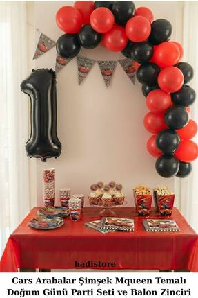 hadistore Cars Şimşek McQueen Doğum Günü Parti Seti Rakan Folyo Balon ve Cars...