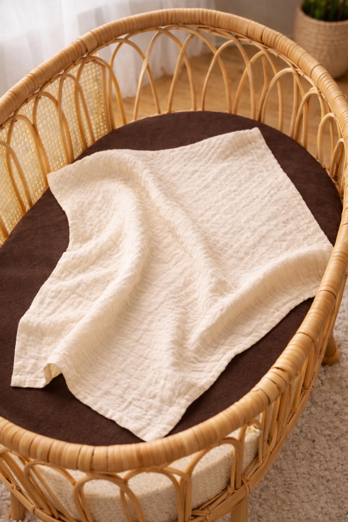 Mai Perla 4 Kat Müslin Organik Pamuk 90x90 Naturel Bebek Çocuk Battaniye fotoğrafı 2 (önizleme)