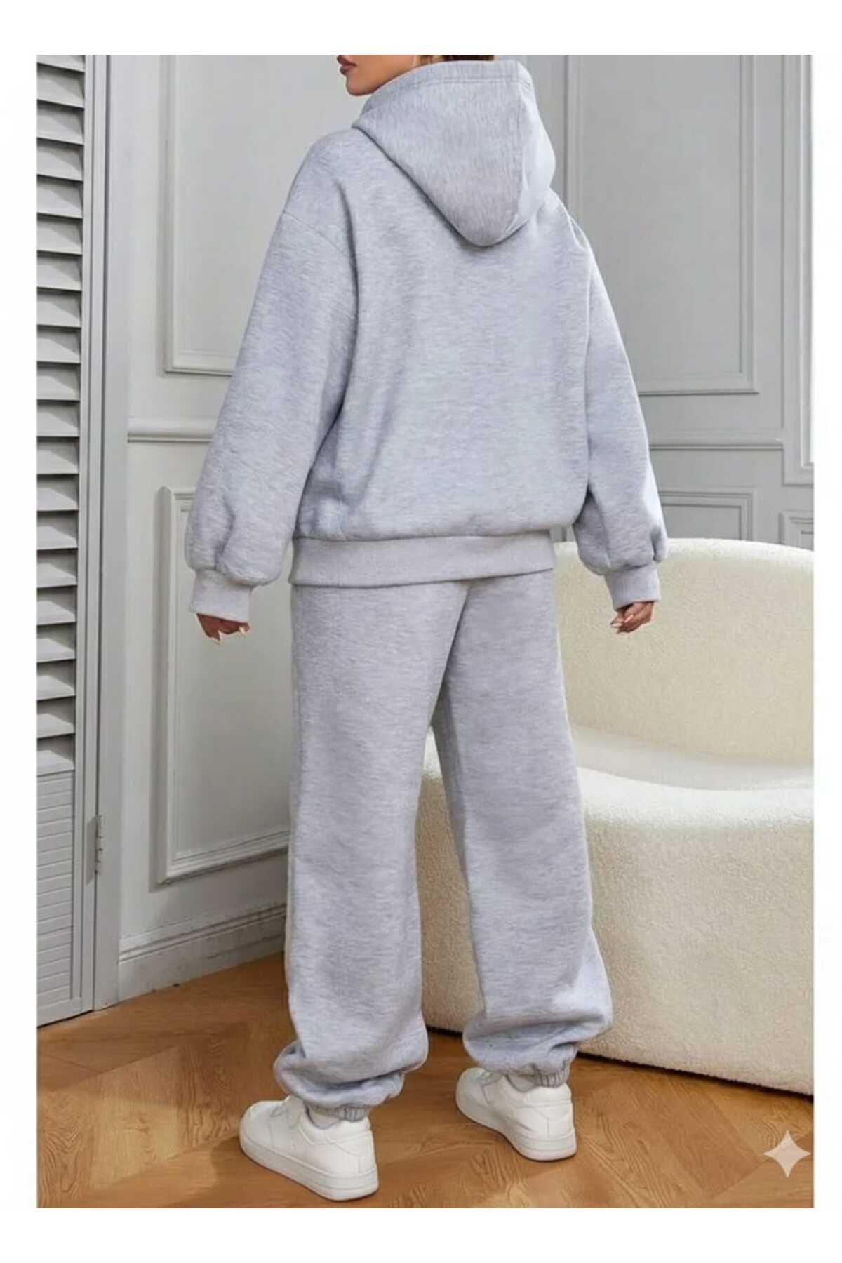 Unisex Arizona Özel Baskılı Oversize Gri Alt Üst Takım — خاکستری Arizona Takım — تصویر 2 از 2