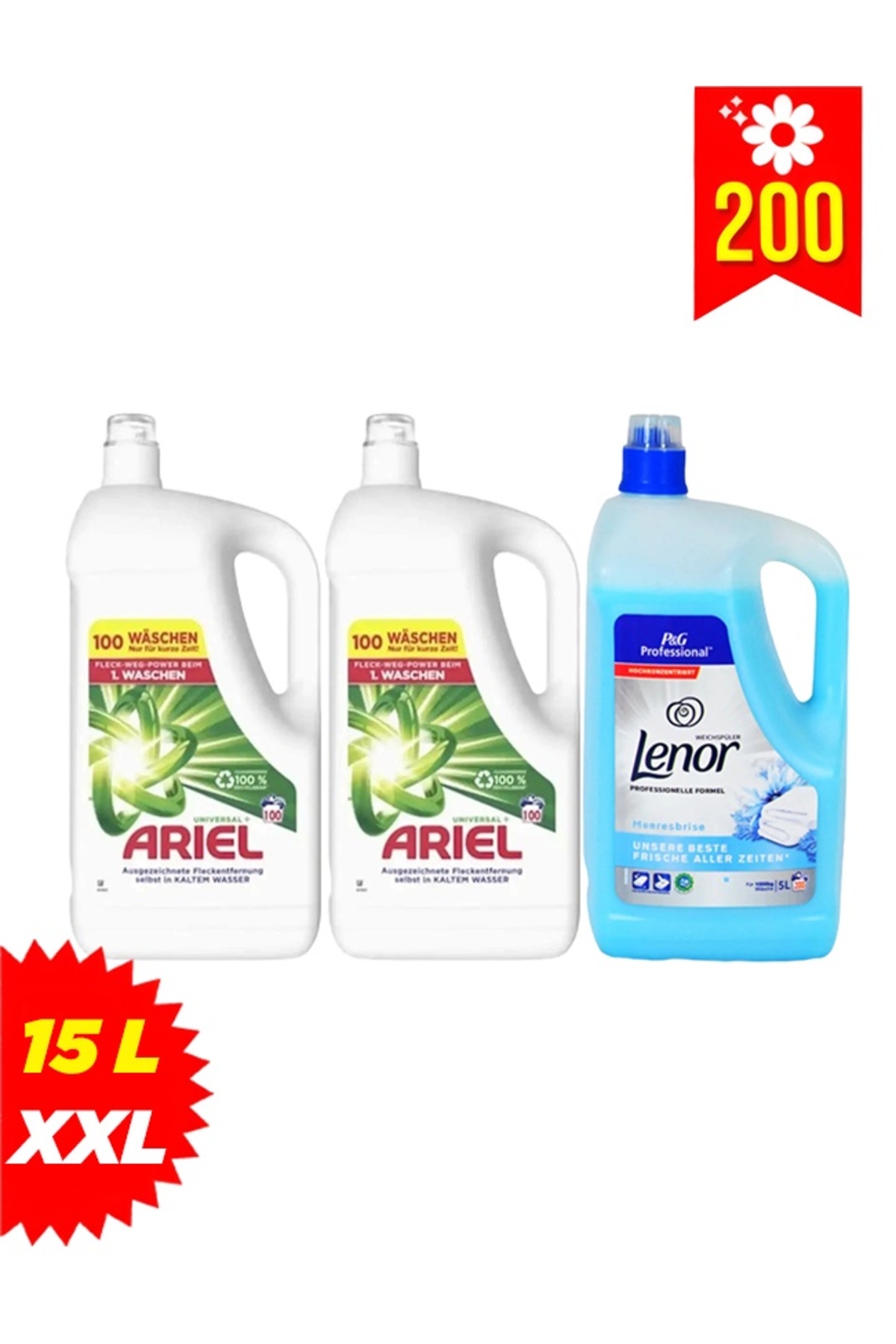 Ariel Pachet cu 2x Detergent Universal Clean 5L + Balsam Lenor Profesional 5L