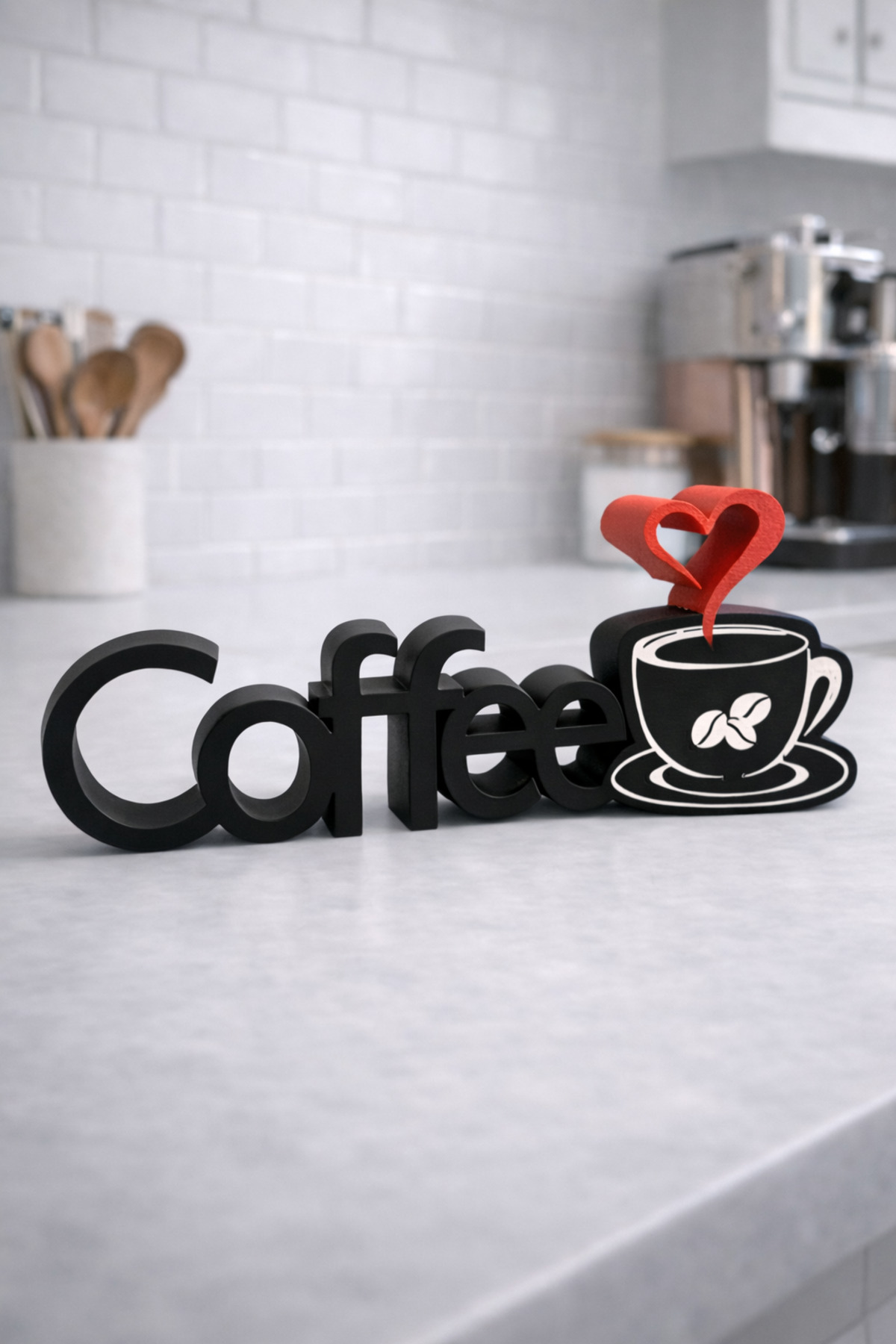Coffee Heart Decorative Table Ornament | Coffee Corner & Kitchen Counter Decor | Stylish Modern Design