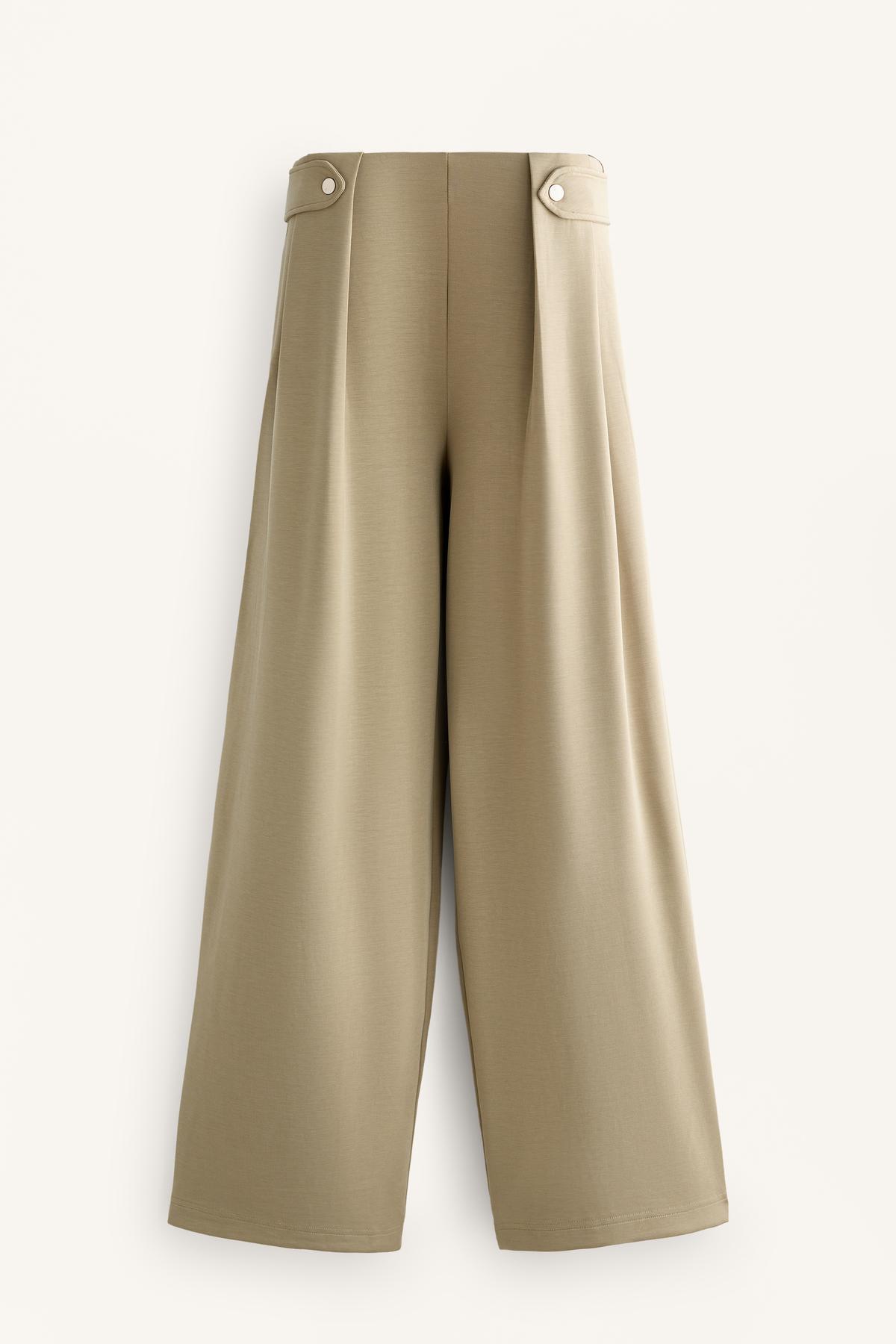 Oysho  Yumuşak dokulu, modal içeren, pilili, geniş paça pantolon - Görsel 6