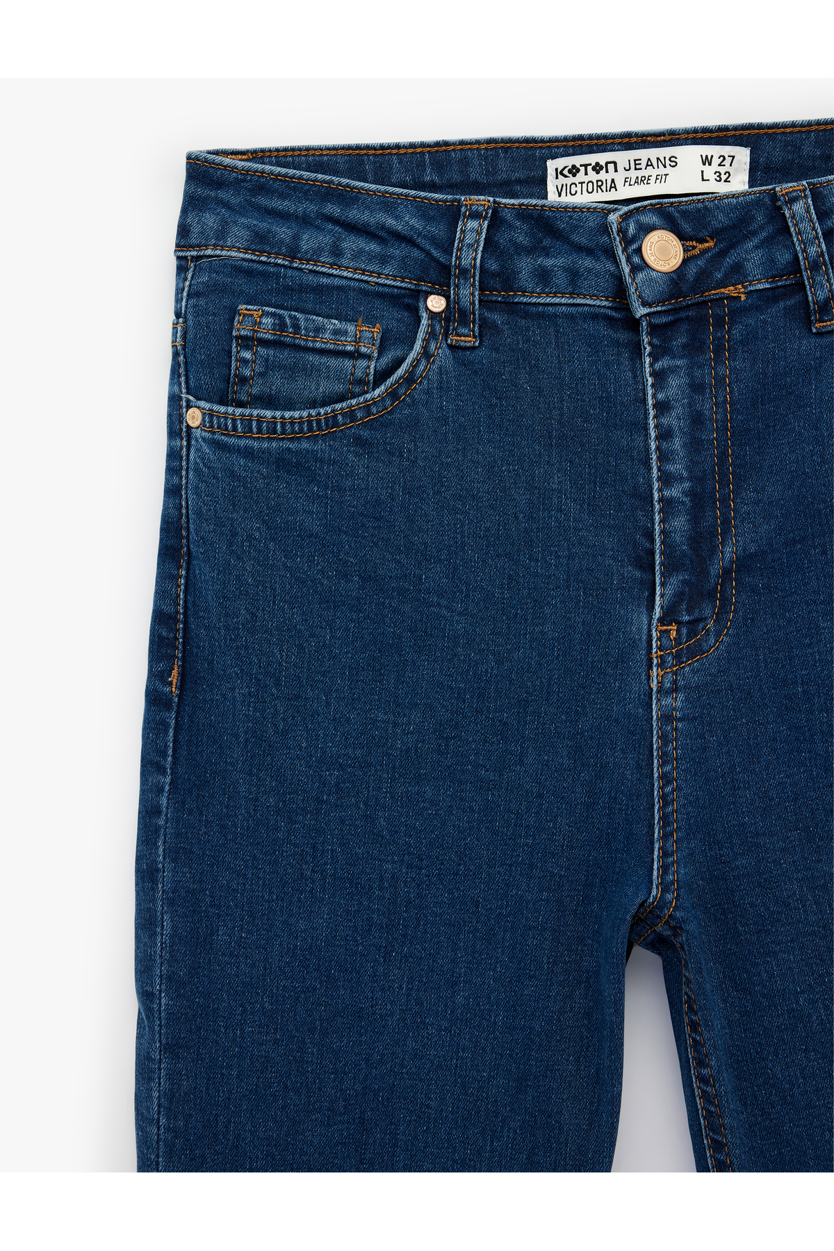 Koton  Normal Bel Cepli Düğmeli İspanyol Paça Denim Pantolon - Flare Jeans - Görsel 3