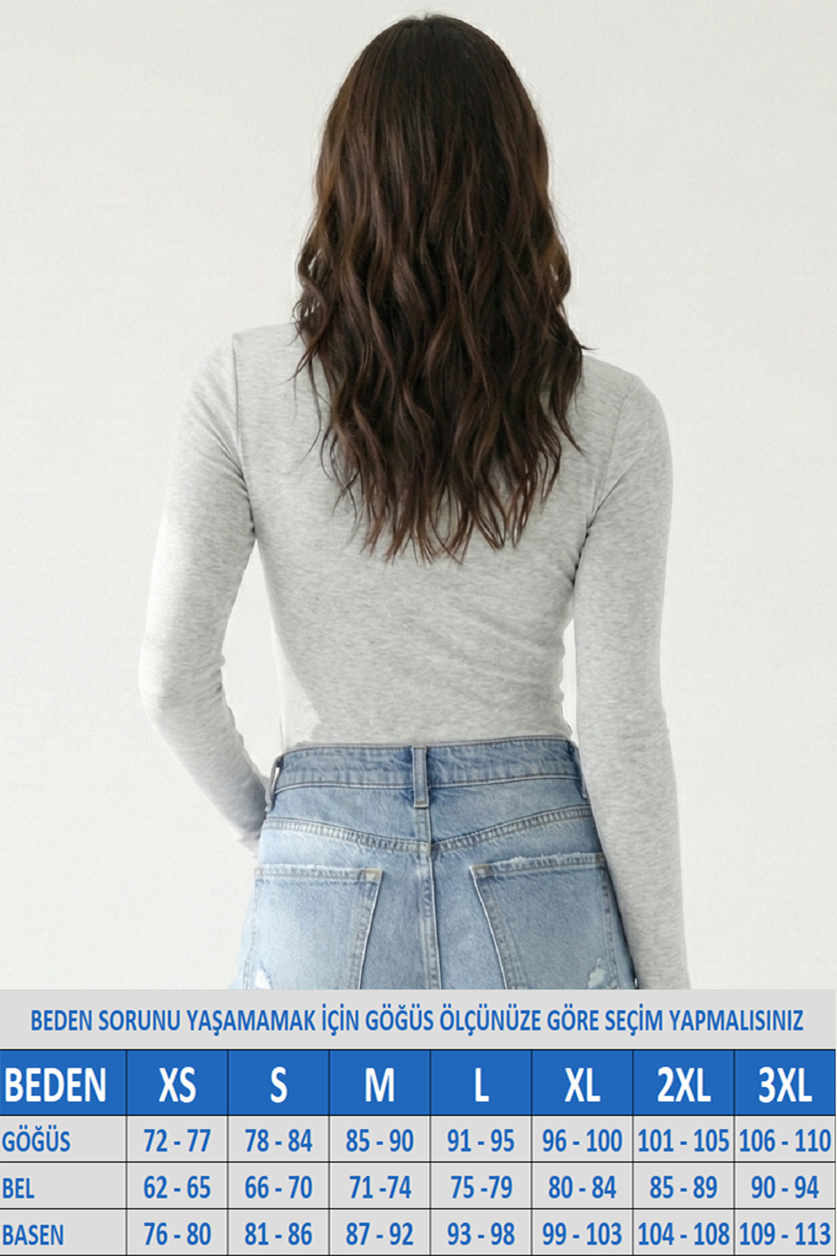 MİO ESTİLO  Kadın Fitilli Patlı Havuz Yaka Uzun Kol Kaşkorse Gri Bluz – Novelle - Görsel 2