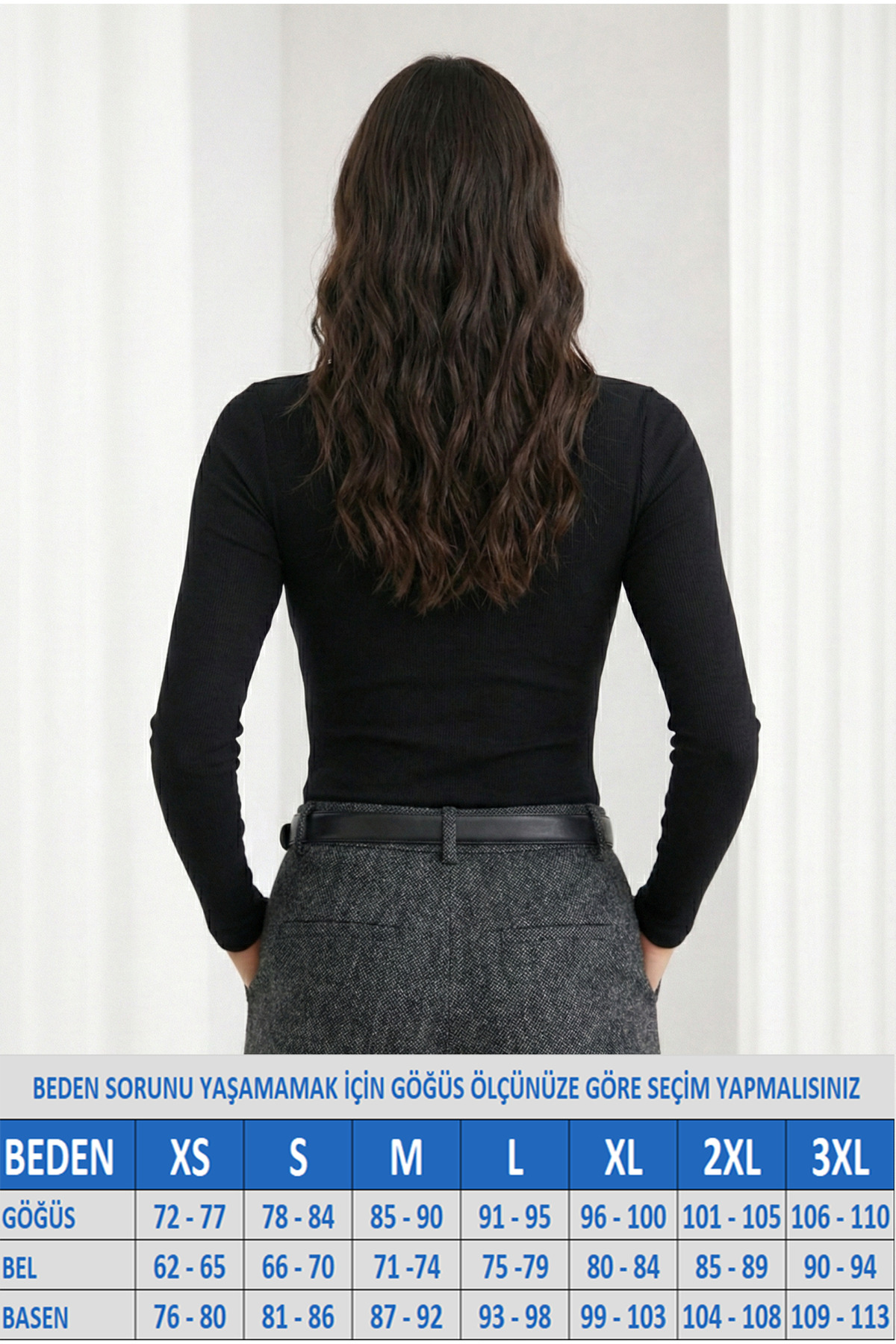 MİO ESTİLO  Kadın Fitilli Patlı Havuz Yaka Uzun Kol Kaşkorse Siyah Bluz – Novelle - Görsel 2