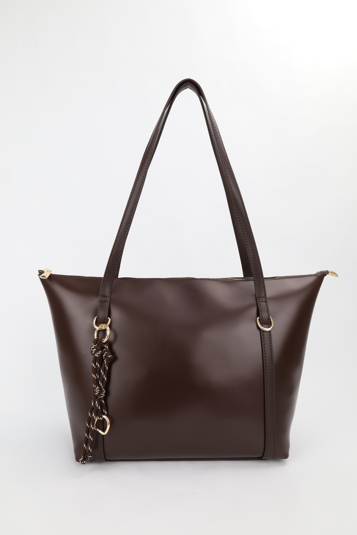 Women's Coffee Ring Charm Detailed Zipper Shoulder Bag En42 Size27 Sofia