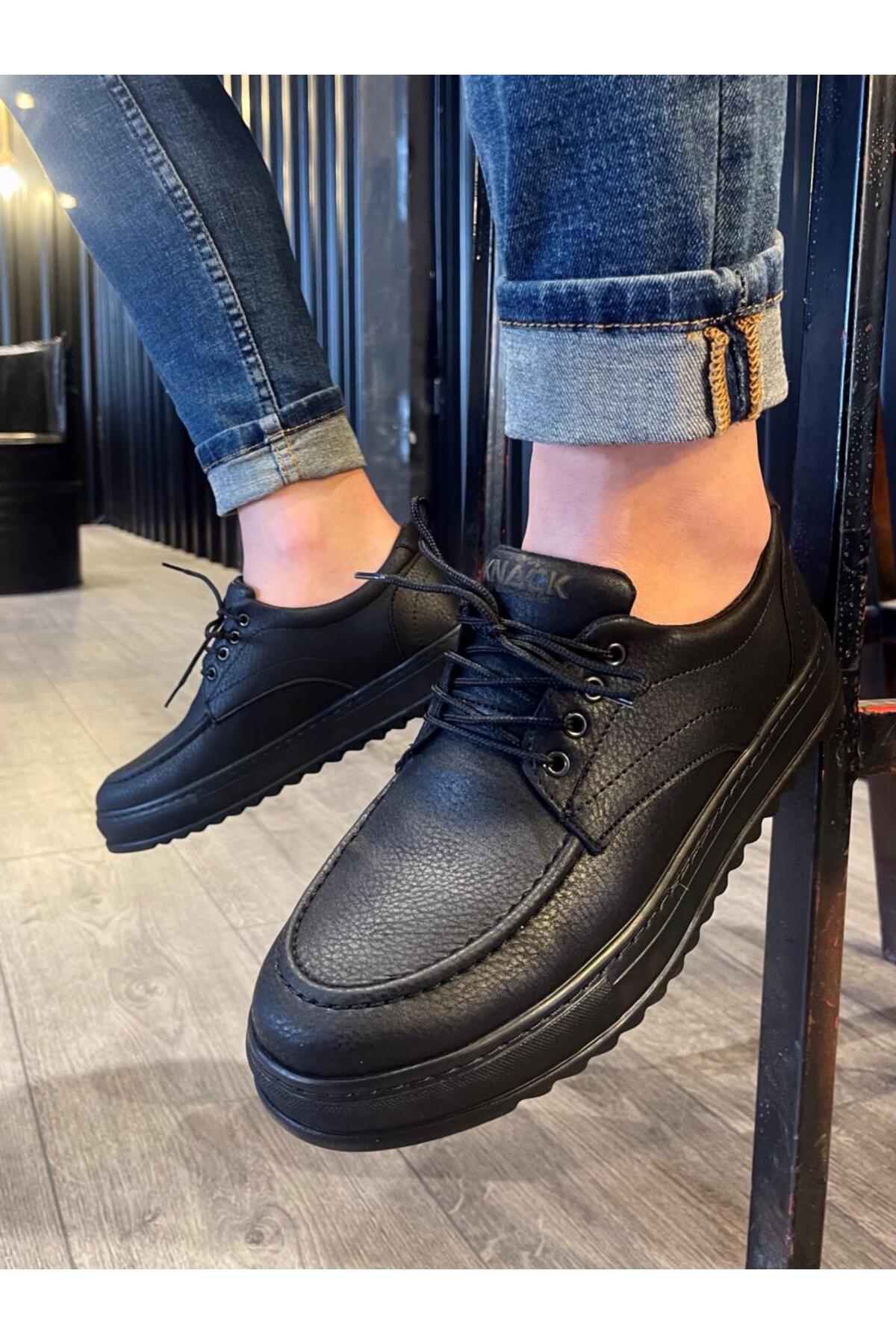 Mhoda Shoes  MHD-098 Erkek Günlük Bağcıklı Cilt Klasik Ayakkabı CST-Siyah - Görsel 4