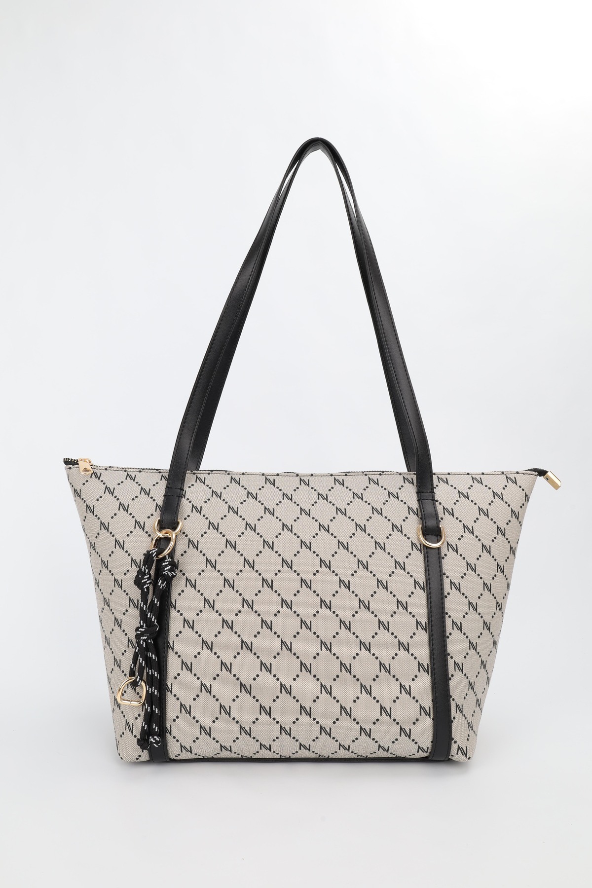 Women's Monogram MinkBlack Ring Charm Detailed Zipper Shoulder Bag En42 Height27 Sofia