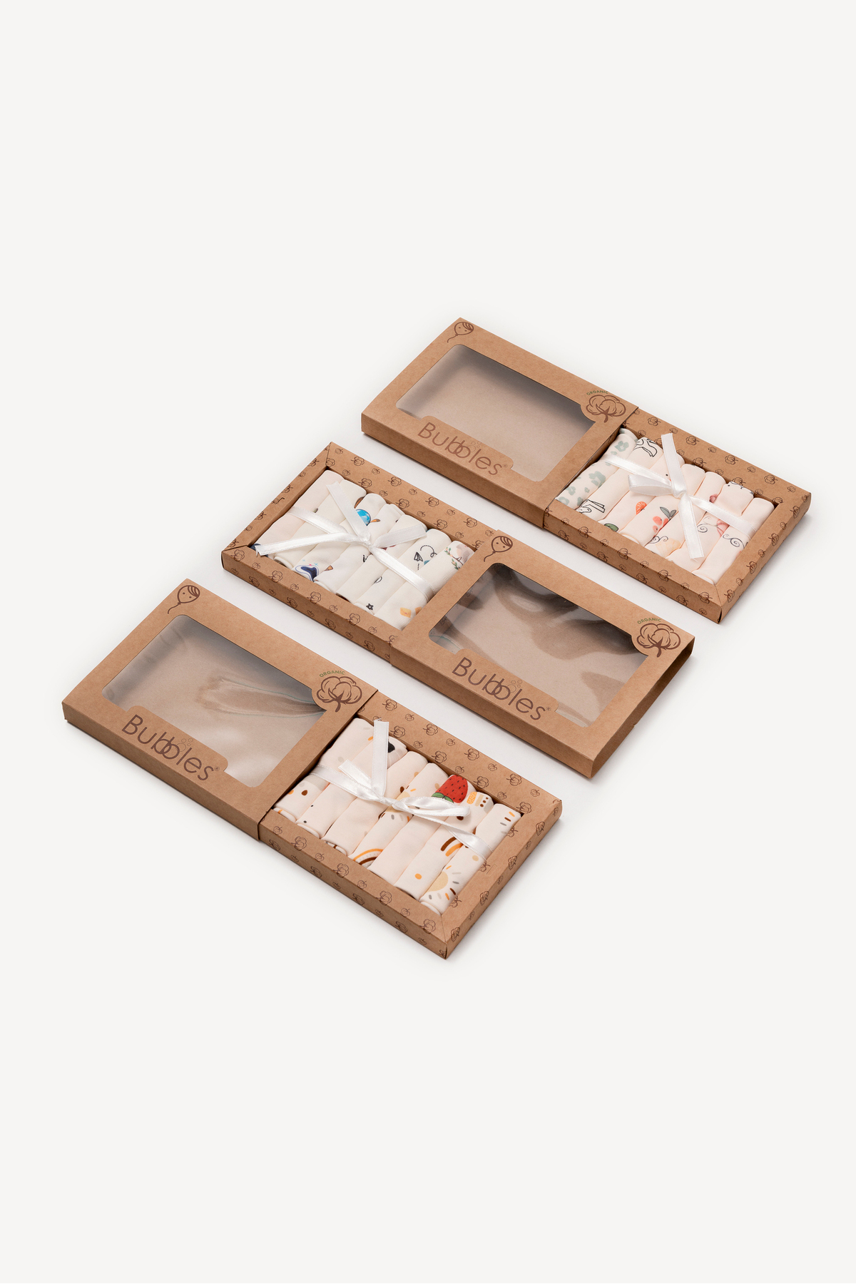 Bubbles %100 ORGANİK PAMUK KARIŞIK DESEN 7' Lİ BEBEK AĞIZ MENDİLİ fotoğrafı 2 (önizleme)