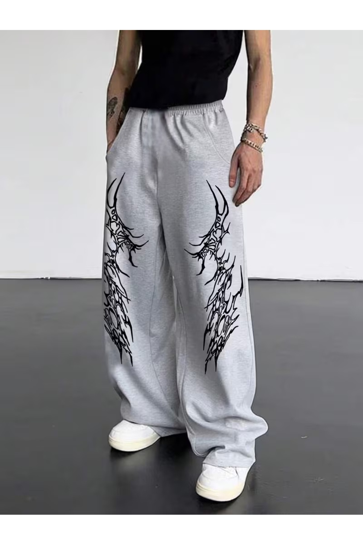 COMANCHERO Unisex Gotik Baskılı Baggy Kesim Geniş Paça Yazlık Eşofman