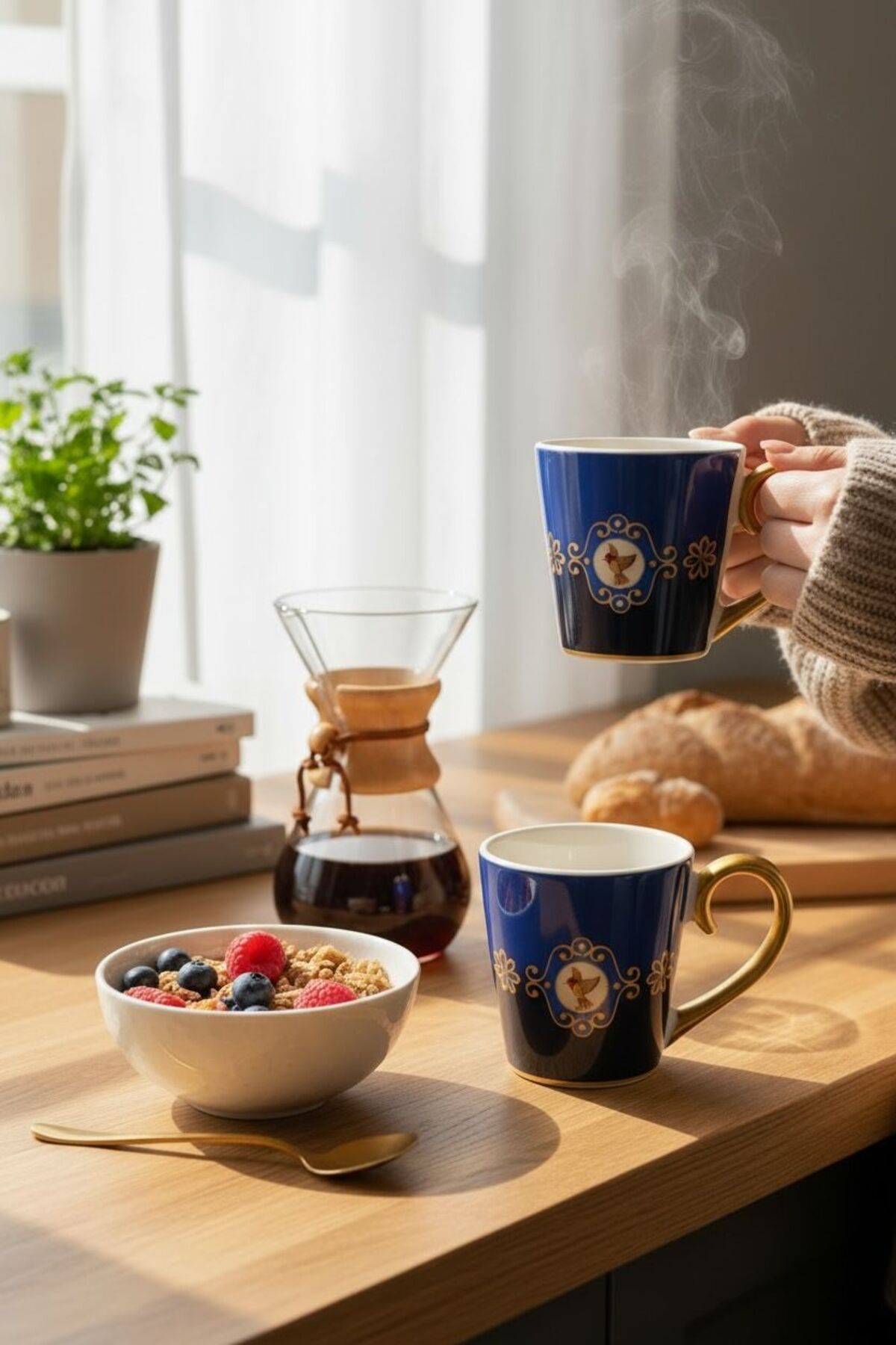 2-Piece Luxury Blue Bird Mug