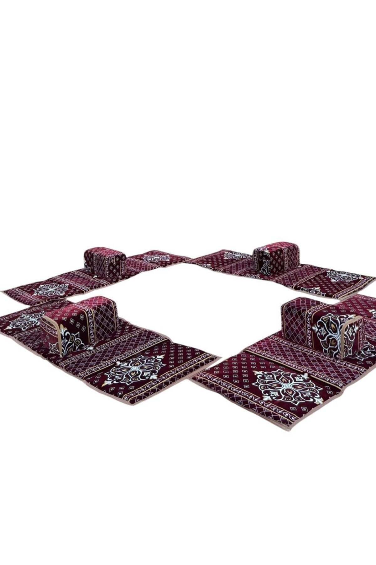 طقم جلسة بر ملكي 4 مدات و4 مراكي مع شنطة – قماش عملي مقاس 2×80 سم