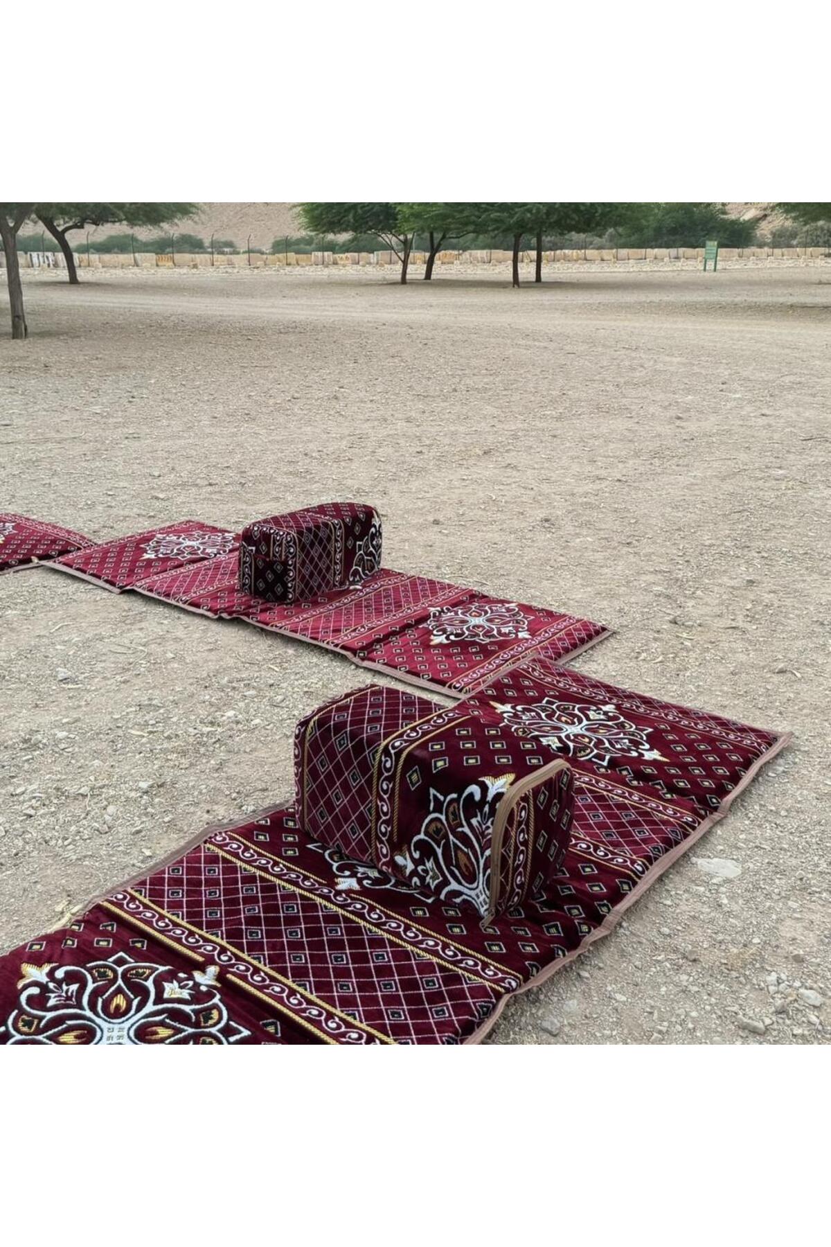 طقم جلسة بر ملكي 4 مدات و4 مراكي مع شنطة – قماش عملي مقاس 2×80 سم