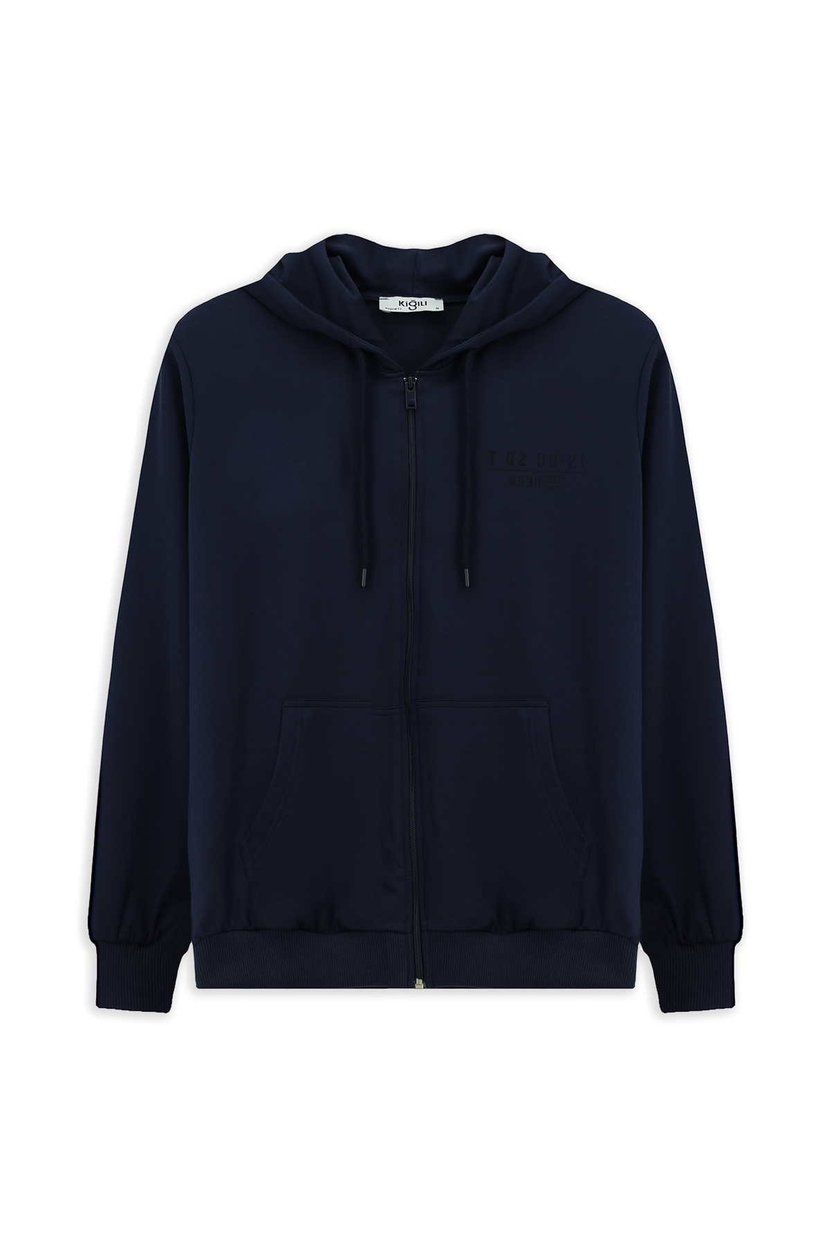 کیگیلی سویشرت نخی چاپ شده با زیپ و کلاه معمولی سایز بزرگ