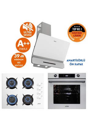Ferre ve AFM Tech MARKALI ALPİ Sessiz Turbo Dijital Beyaz Ankastre Set (D081-...