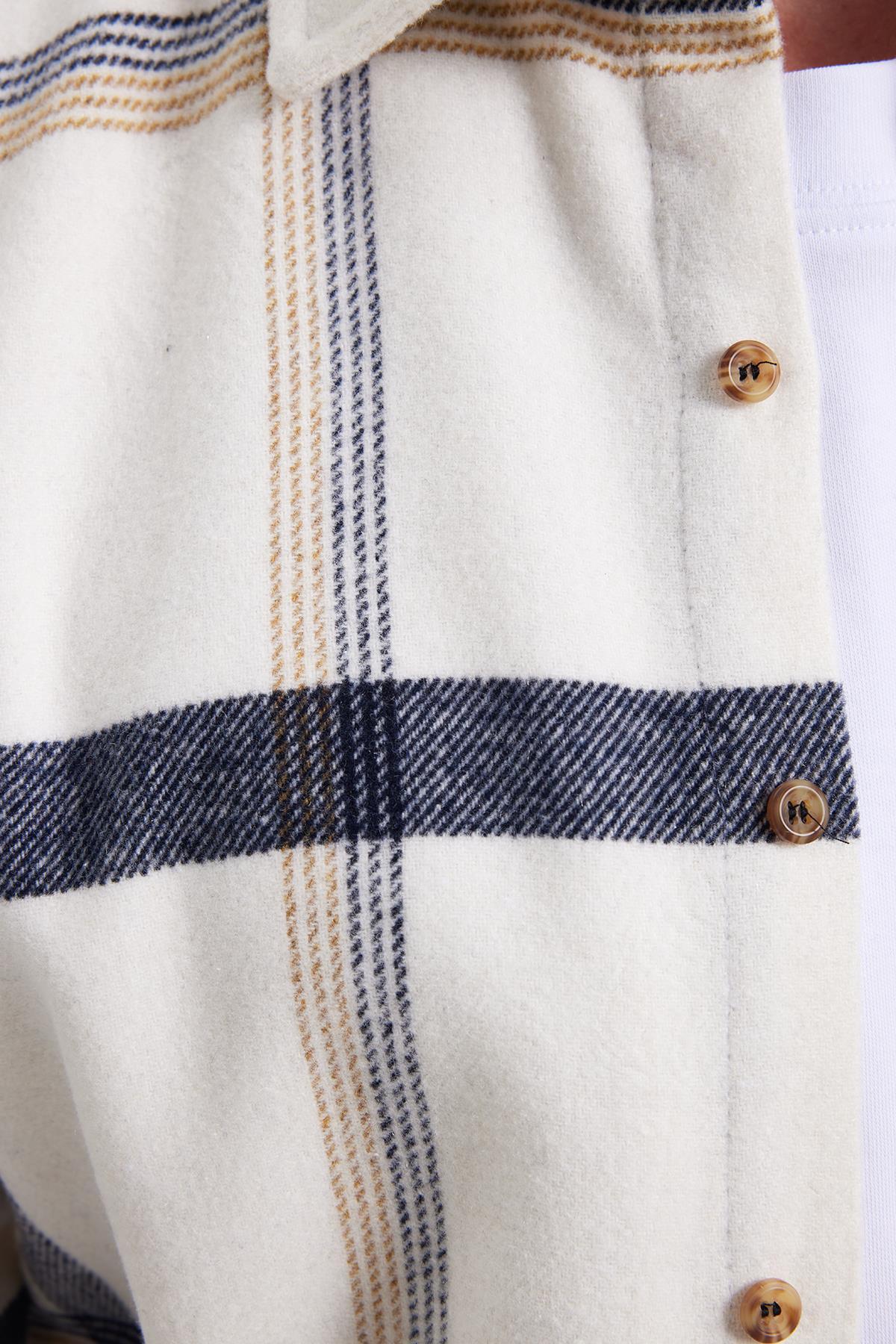 Erkek Slim Fit Dar Kesim Kareli Kışlık Oduncu Gömlek — اکرو DR250028-3158 — تصویر 5 از 8