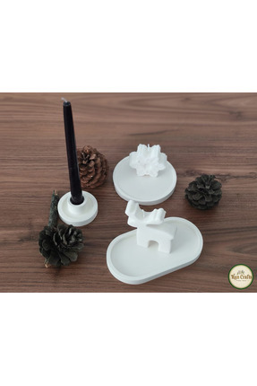 Han Crafts 3'lü El Yapımı Şamdanlık, Mumluk, Takı, Saksı Altlığı Organizer Se...