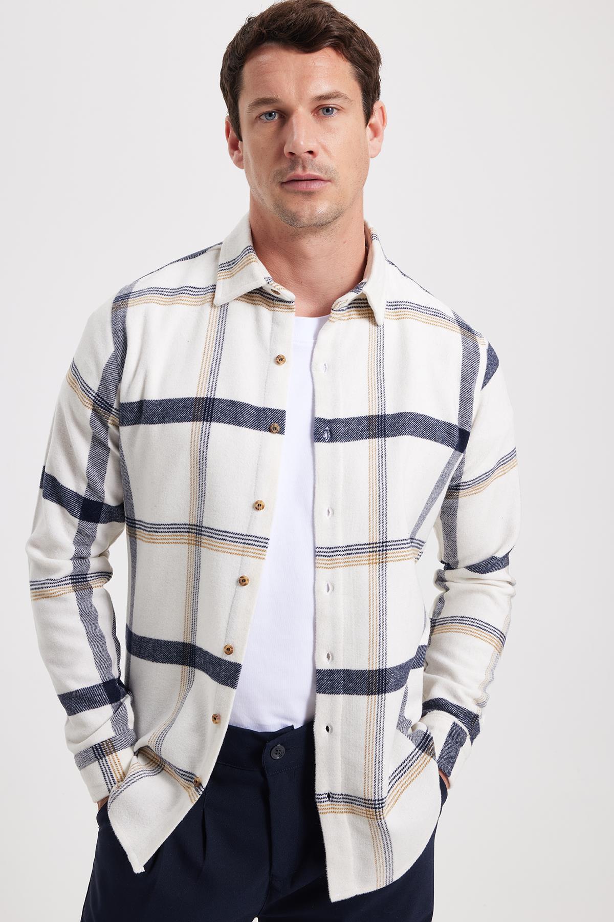 Tudors Erkek Slim Fit Dar Kesim Kareli Kışlık Oduncu Gömlek — اکرو DR250028-3158