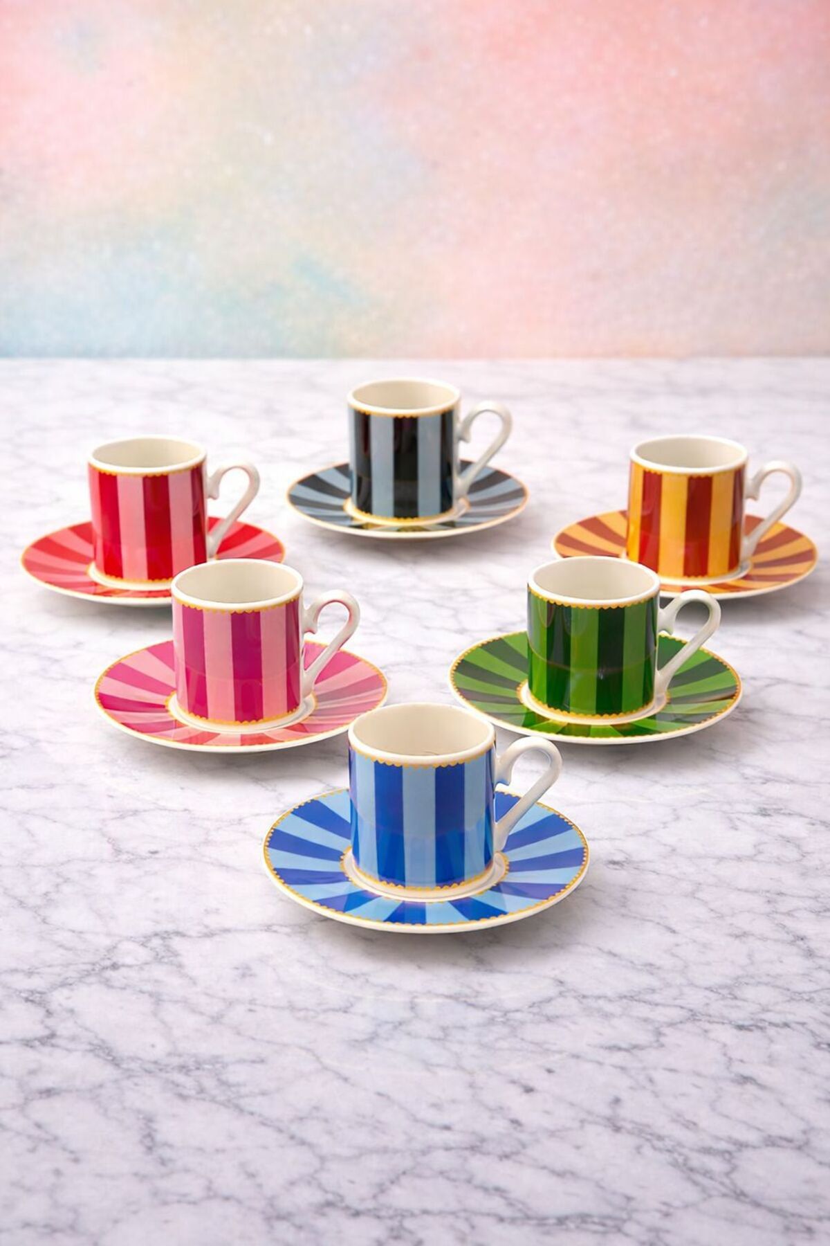 YzHome Porcelain Gilded Colorful Lovely Birds Special Design Bird Coffee Cup Set for 6 People 90 ml