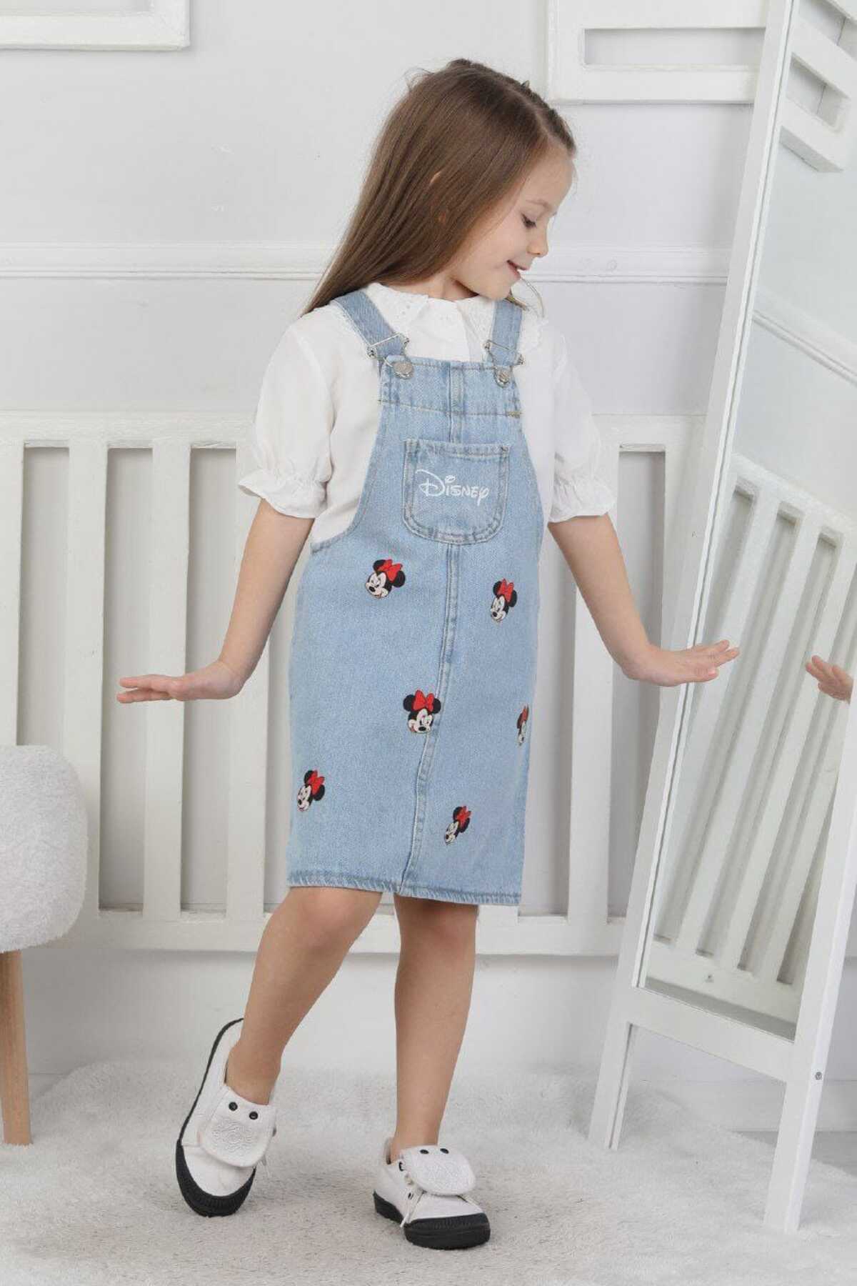 YARENKİDS Mickey Mouse Desenli Çocuk Kot Jile Elbise fotoğrafı 2 (önizleme)