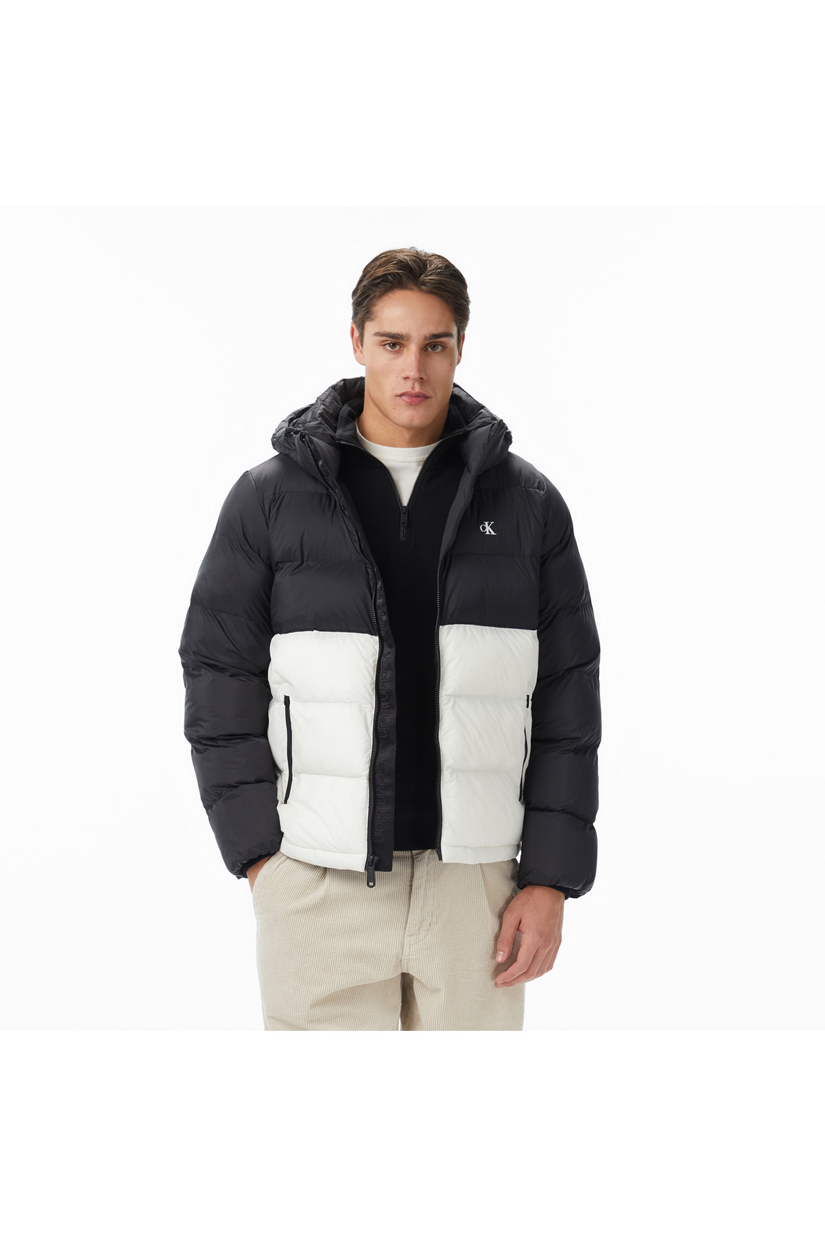 کلوین کلاین کاپشن مردانه سفید رنگ پفی نایلونی