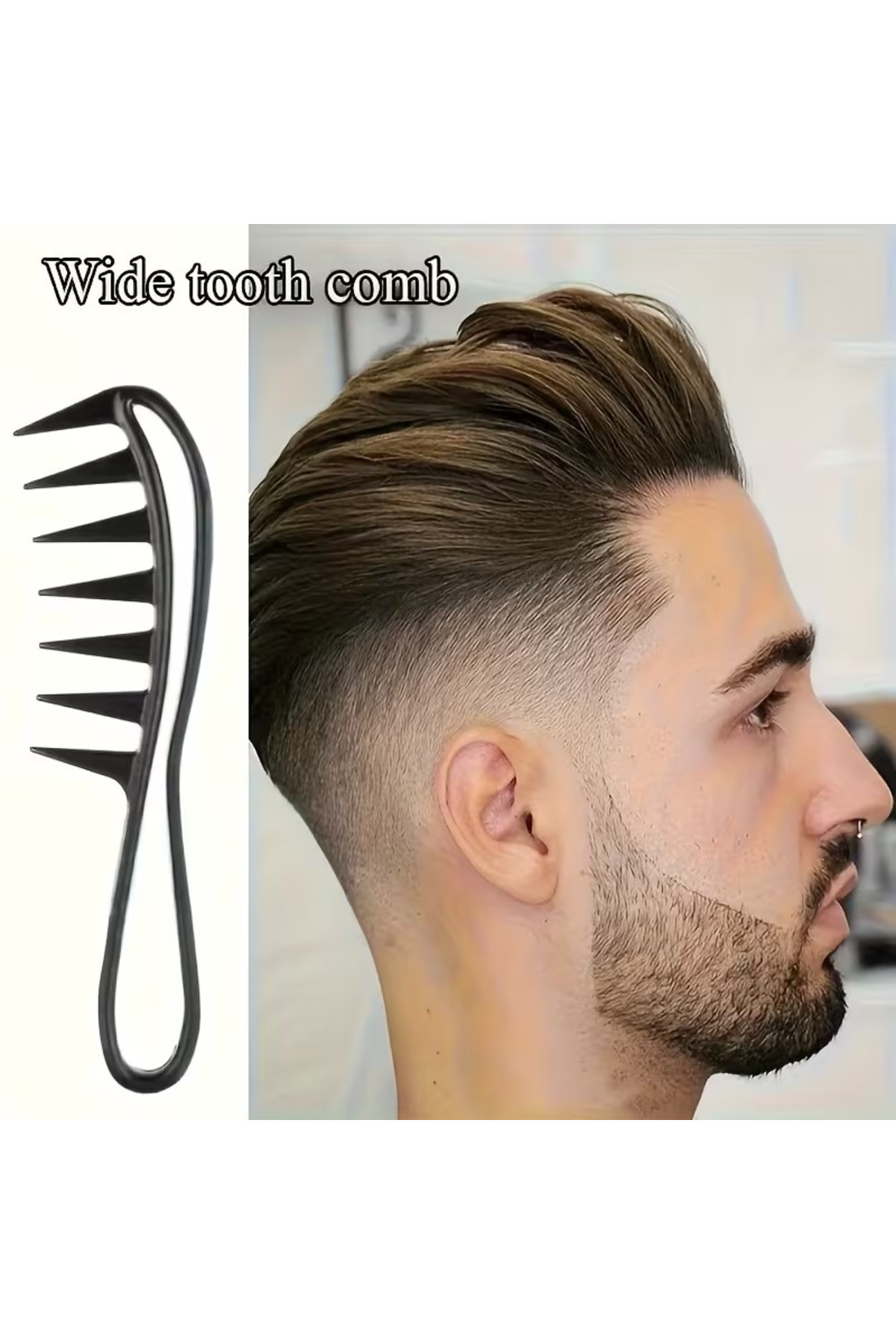 Geniş Dişli Siyah Saç Şekillendirme Tarağı Kırık Fön Maşa Bukle Açar Stil Tasarım — مشکی TYCD33EF1B3606677BFBF2900 — تصویر 5 از 7
