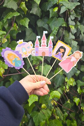 PEKSHOP Prenses Tema Kürdan Süsleri Lüks Büyük Boy 10lu Paket