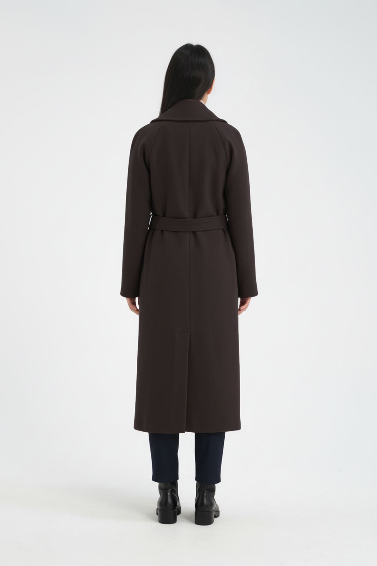 Soydan Güner  Kadın Oversize Kuşaklı Uzun Kaban (Gerçek Bedenden 1 Beden Büyük) Kahverengi 1280 - Görsel 4