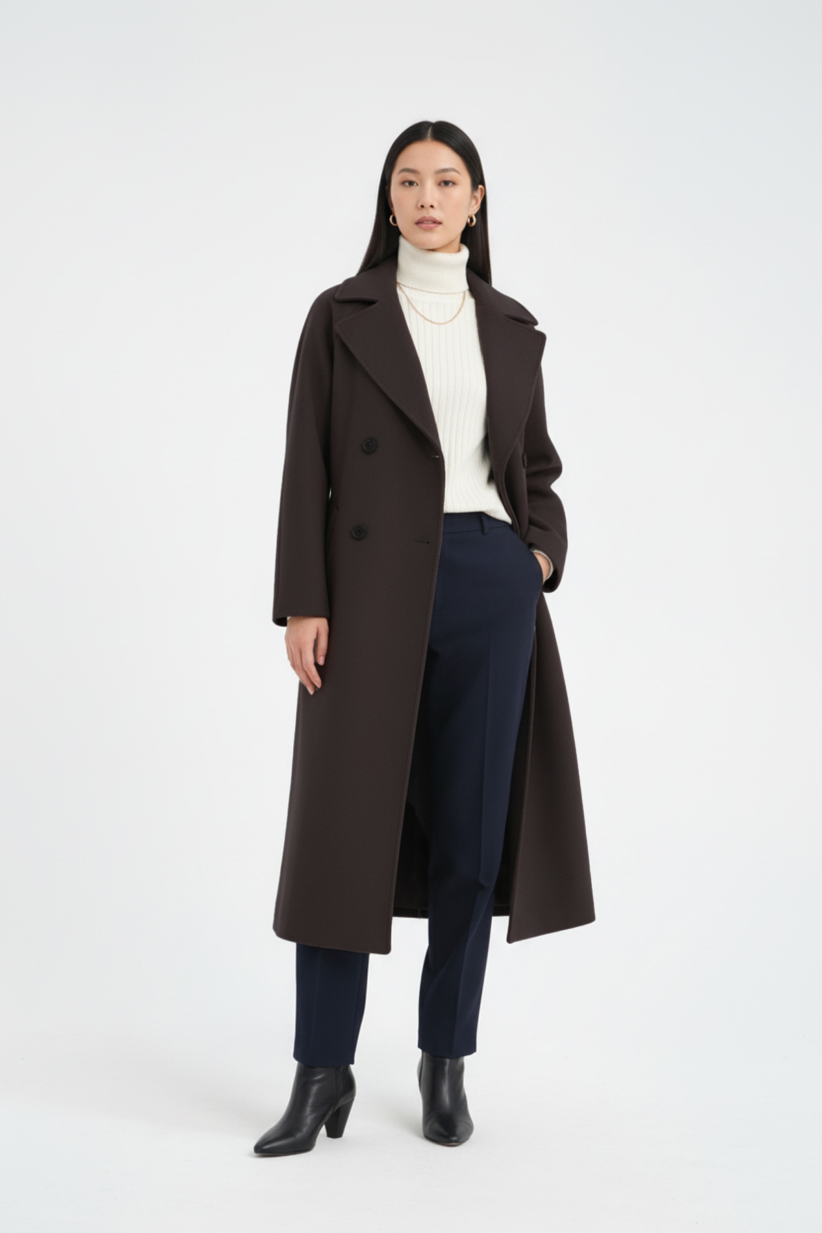 Soydan Güner  Kadın Oversize Kuşaklı Uzun Kaban (Gerçek Bedenden 1 Beden Büyük) Kahverengi 1280 - Görsel 2