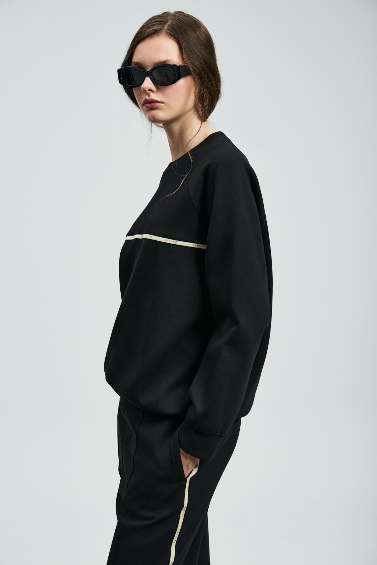 Lufian  122030019 Angelına Kadın Örme Kadın Sweatshirt SİYAH - Görsel 5