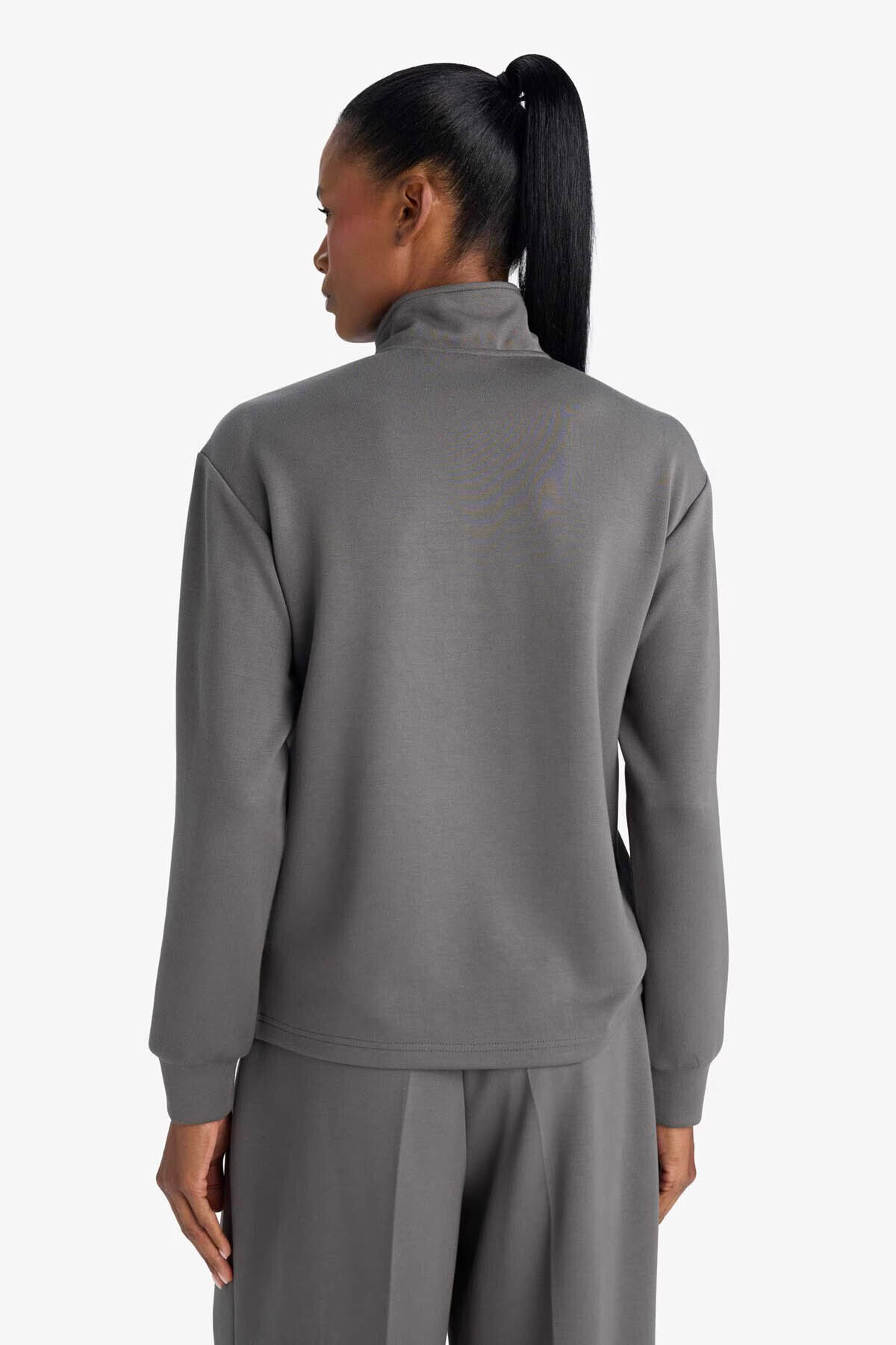 Defacto Ultra Yumuşak Oversize Fermuarlı Modal Sweatshirt