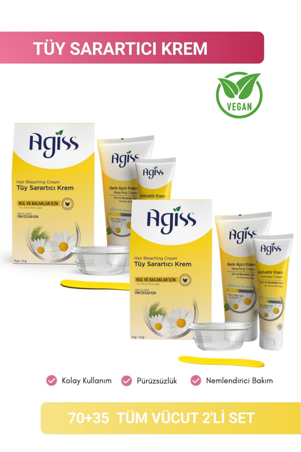 AGISS Tüy Sarartıcı Krem 70+35Gr Tüm Vücut 2