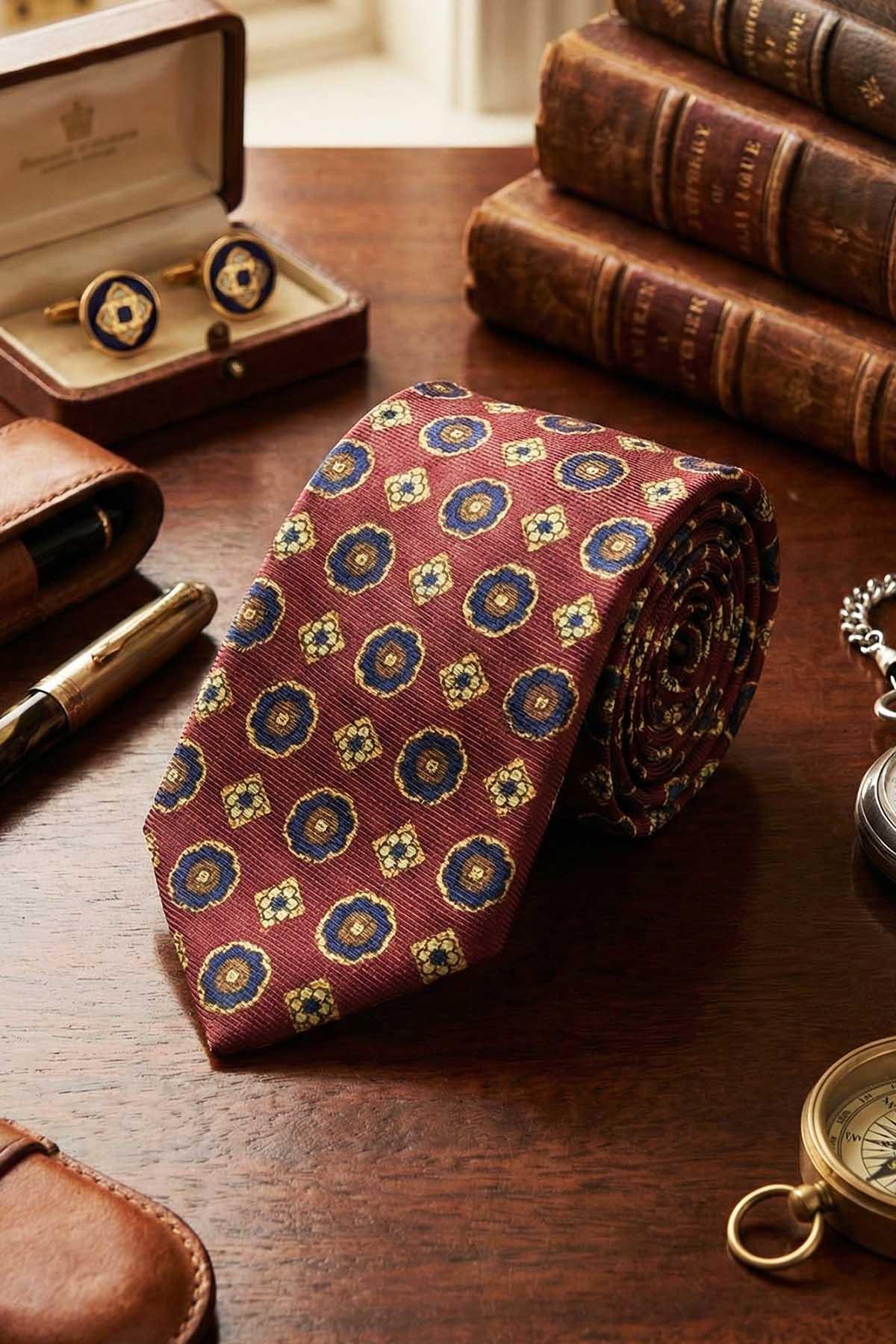  کراوات ابریشمی ایتالیایی طرح بورگاندی به سبک Buiggio مدل IK2229