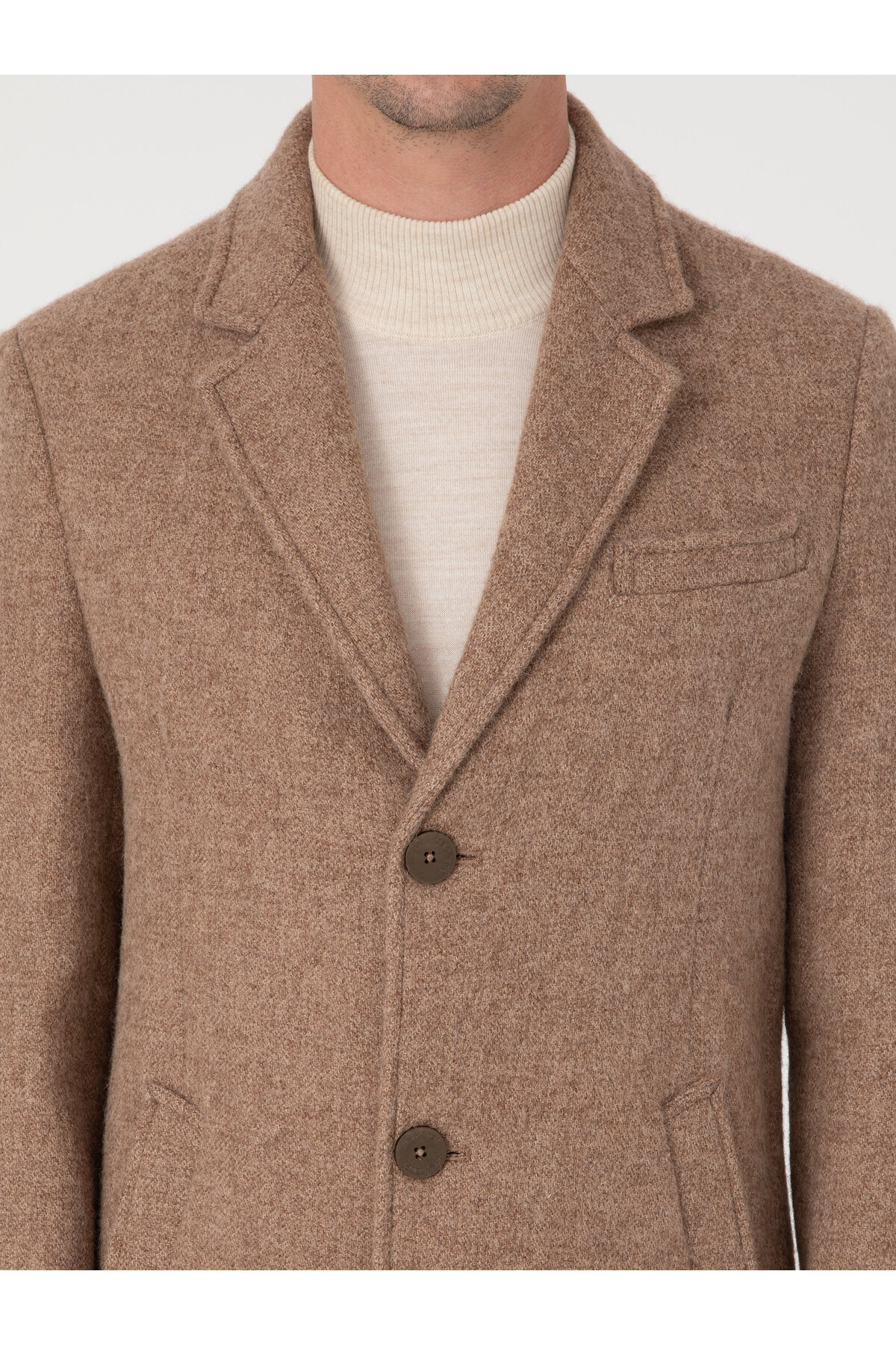 Cacharel Kahverengi Slim Fit Alpaka Yün Karışımlı Palto 50314605-VR029 görsel 6