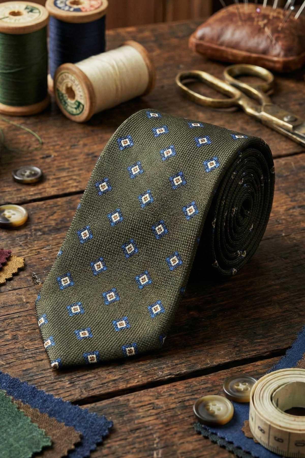  کراوات ابریشمی ایتالیایی طرح کوچک قهوه مدل لوکارنو IK2241