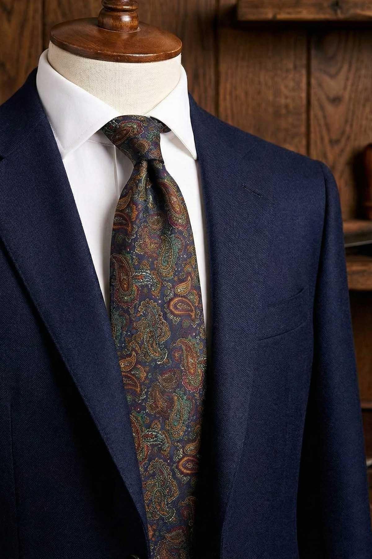  کراوات ابریشمی ایتالیایی طرح شال چند رنگ مدل Dumenza مدل IK2231