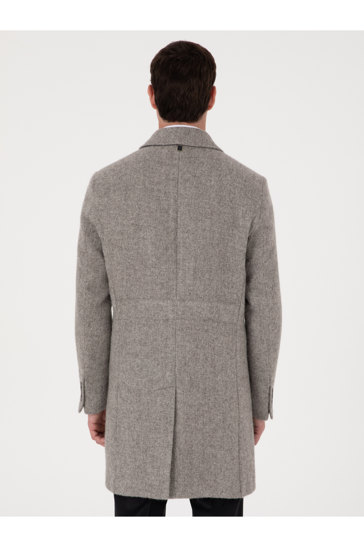 Cacharel Gri Slim Fit Alpaka Yün Karışımlı Palto 50314605-VR024 görsel 5