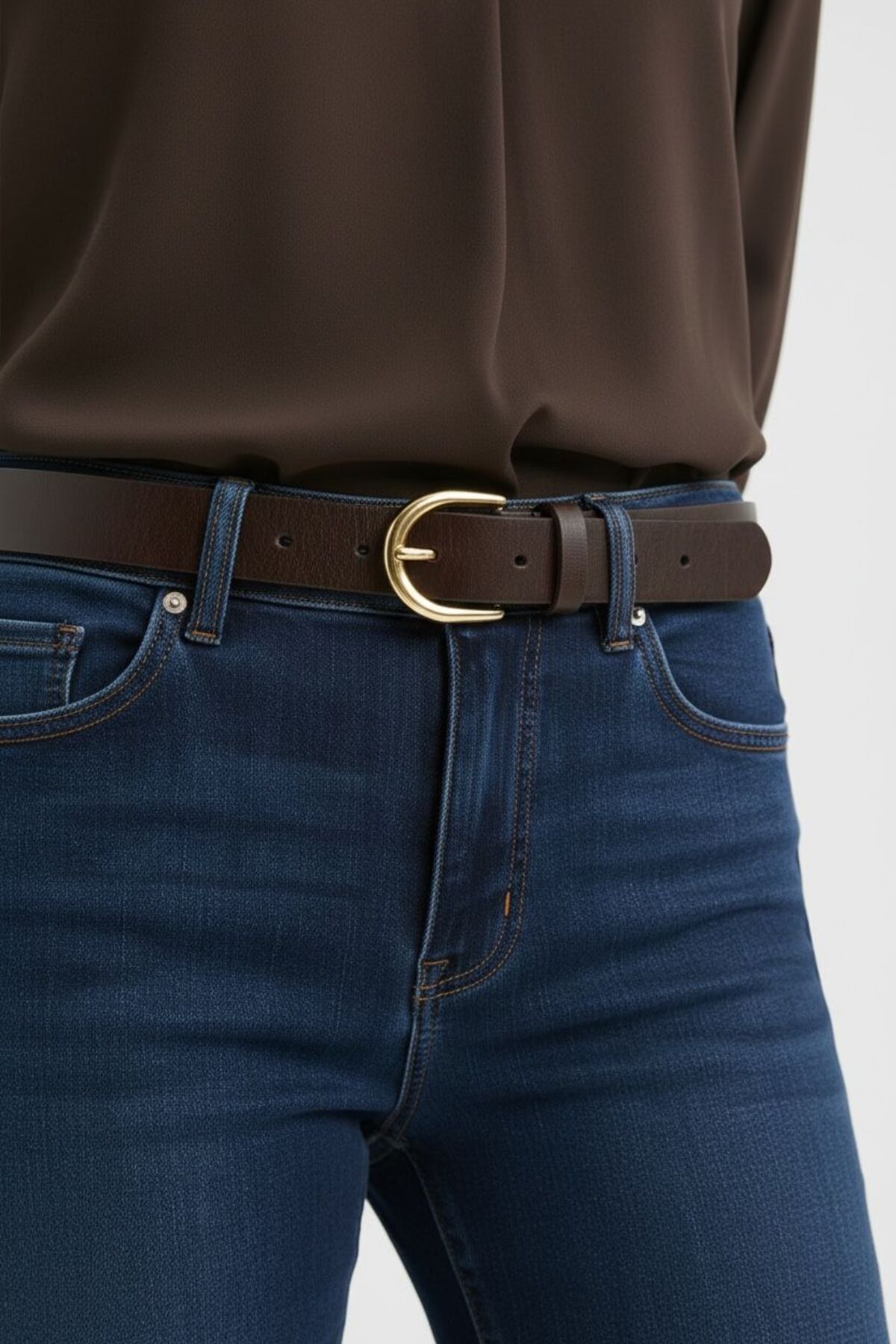 Kemerix  Kadın Acı Kahve Gold Tokalı jean kemeri,Ceket kemeri,Kot kemeri - Görsel 5