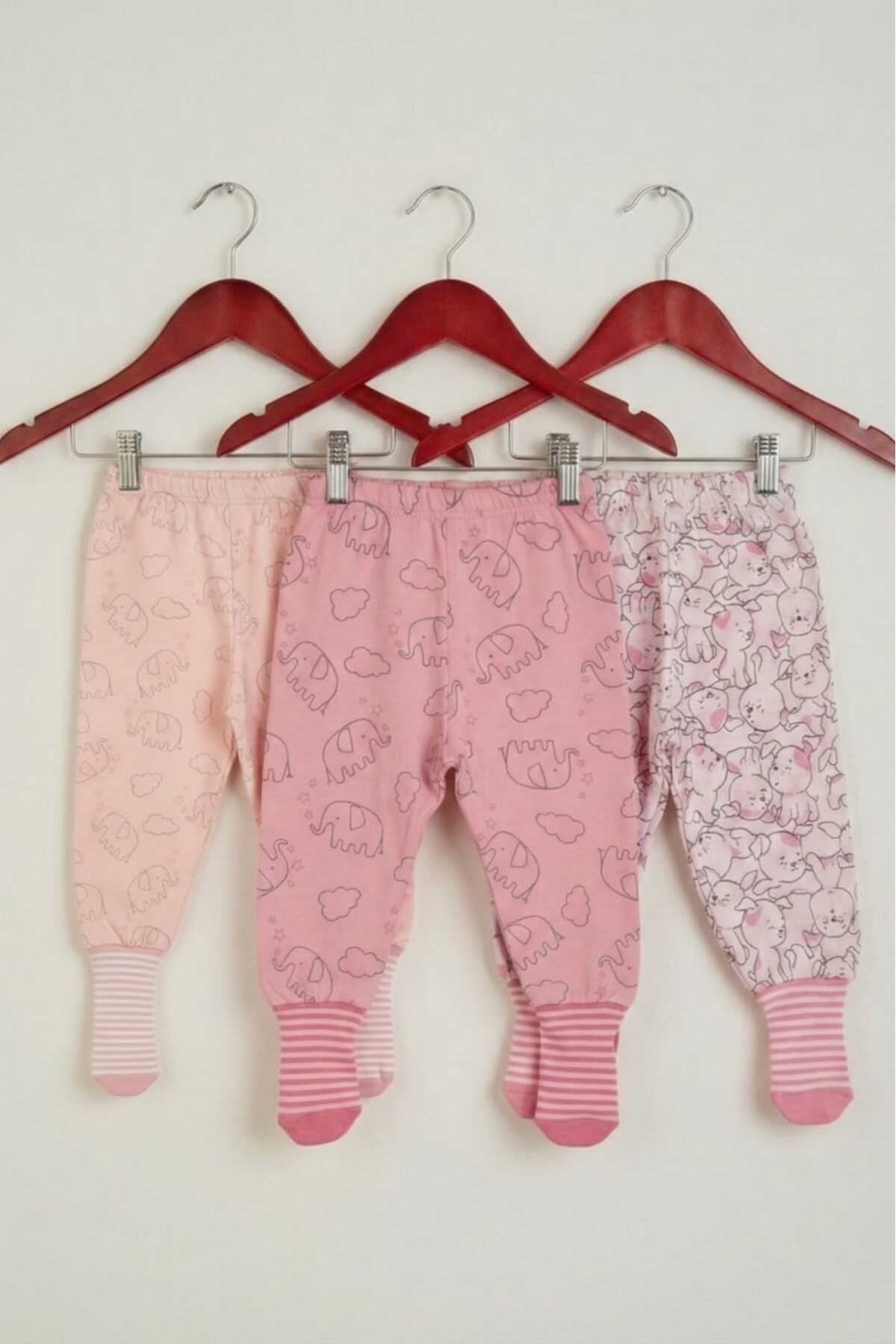 Fuar Baby Kız Bebek 3'lü Paket %100 Pamuk Patikli Desenli Pantolon Seti - Yumuşak Çoraplı Alt Giyim fotoğrafı 2 (önizleme)