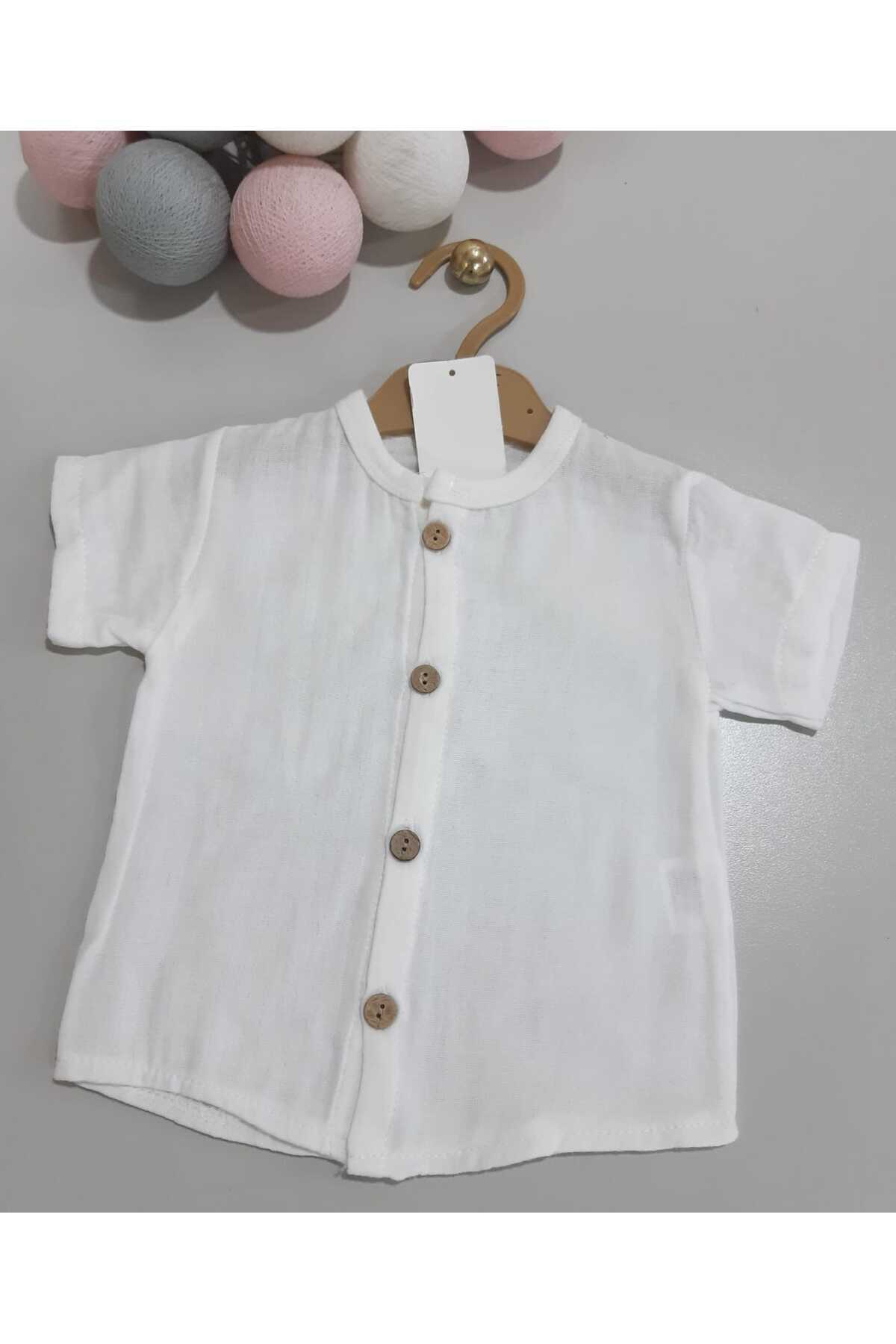 Sönmez Baby PAMUKLU MÜSLİN YAZLIK DÜĞMELİ BEBE ÇOCUK TEK ÜST GÖMLEK fotoğrafı 2 (önizleme)