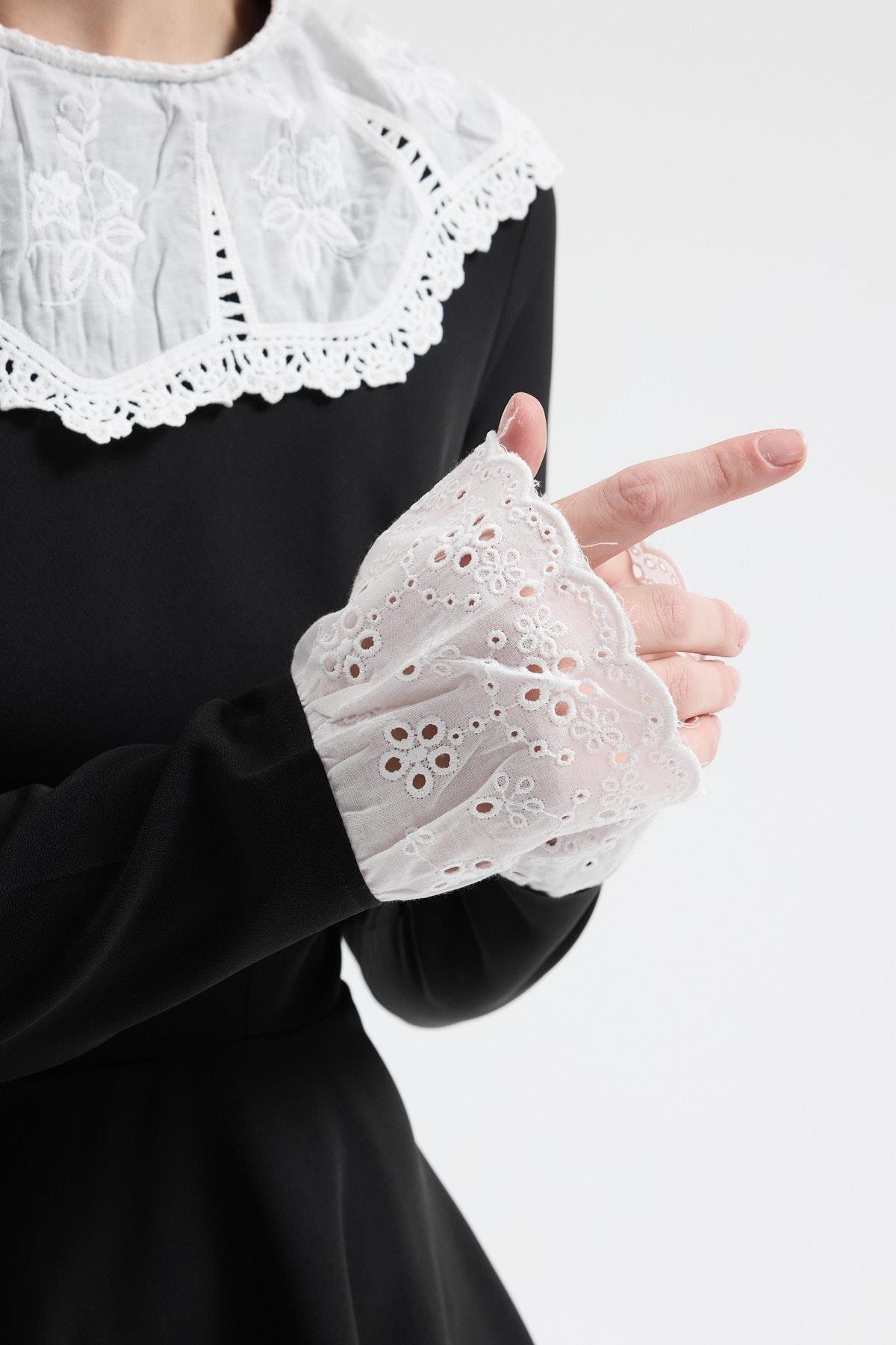 Lijuri  Dantel Önlük Detaylı Mini Elbise 2975 - Görsel 5